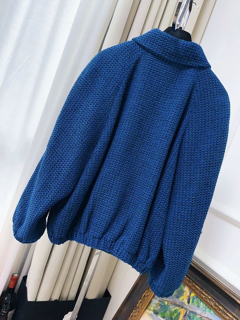 Chanel Chanel Blue Tweed Collar Jacket Coat Size M / US 6-8 / IT 42-44 - 2 Thumbnail