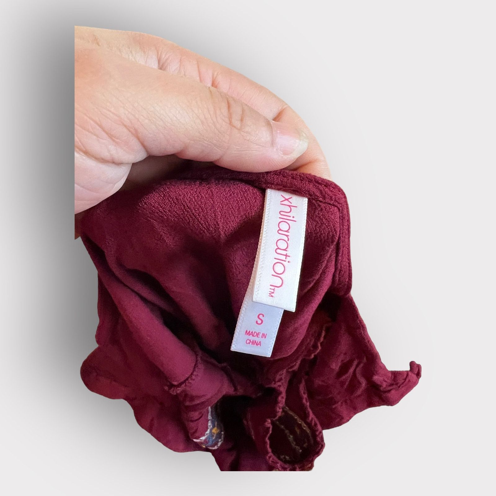 Target Basics XHILARATION | Embroidered Floral Maroon Drop Hem Dress Size S / US 4 / IT 40 - 9 Thumbnail