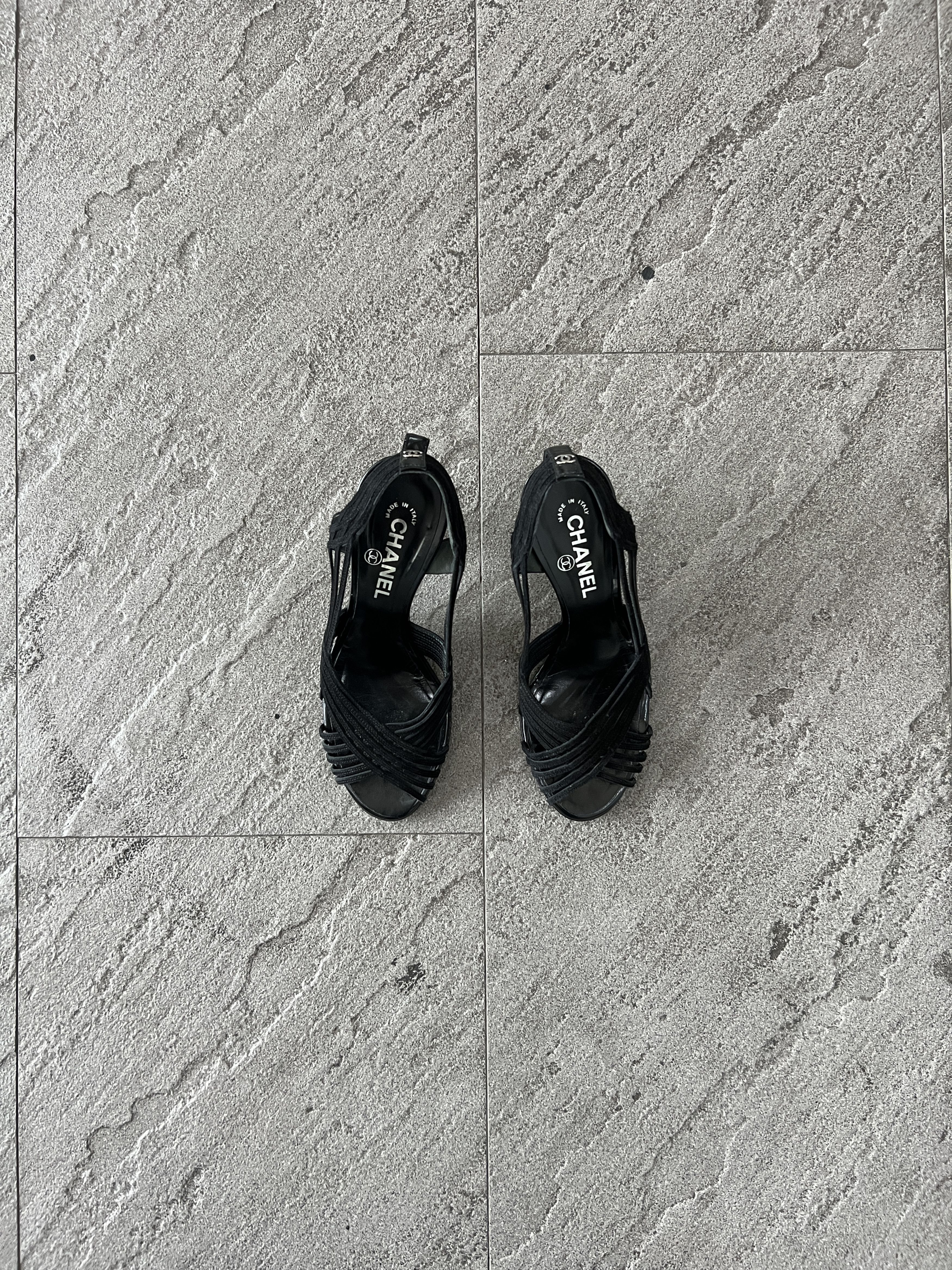 Chanel Chanel Black Strappy Slingback Heels CC Logo EU37 Size US 7 / IT 37 - 2 Thumbnail