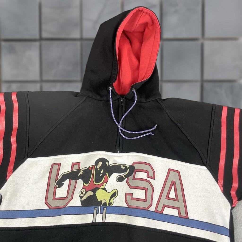 JCPenney VINTAGE USA Olympic Sweatshirt JC Penney Hoodie M Black Unisex Adults Size US M / EU 48-50 / 2 - 1 Thumbnail