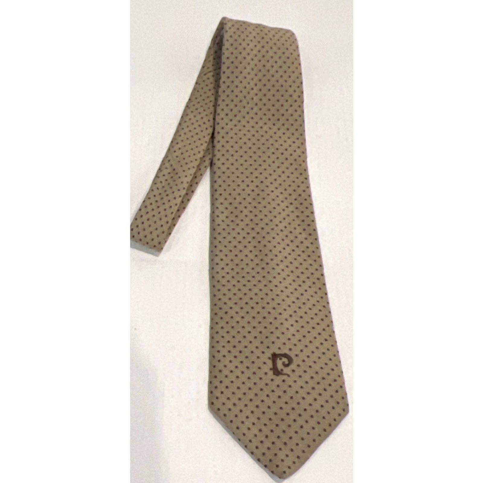 Pierre Cardin Vintage Pierre Cardin Paris NY Men Necktie Polyester Brown w/ Brown Dots Logo Size ONE SIZE - 3 Thumbnail