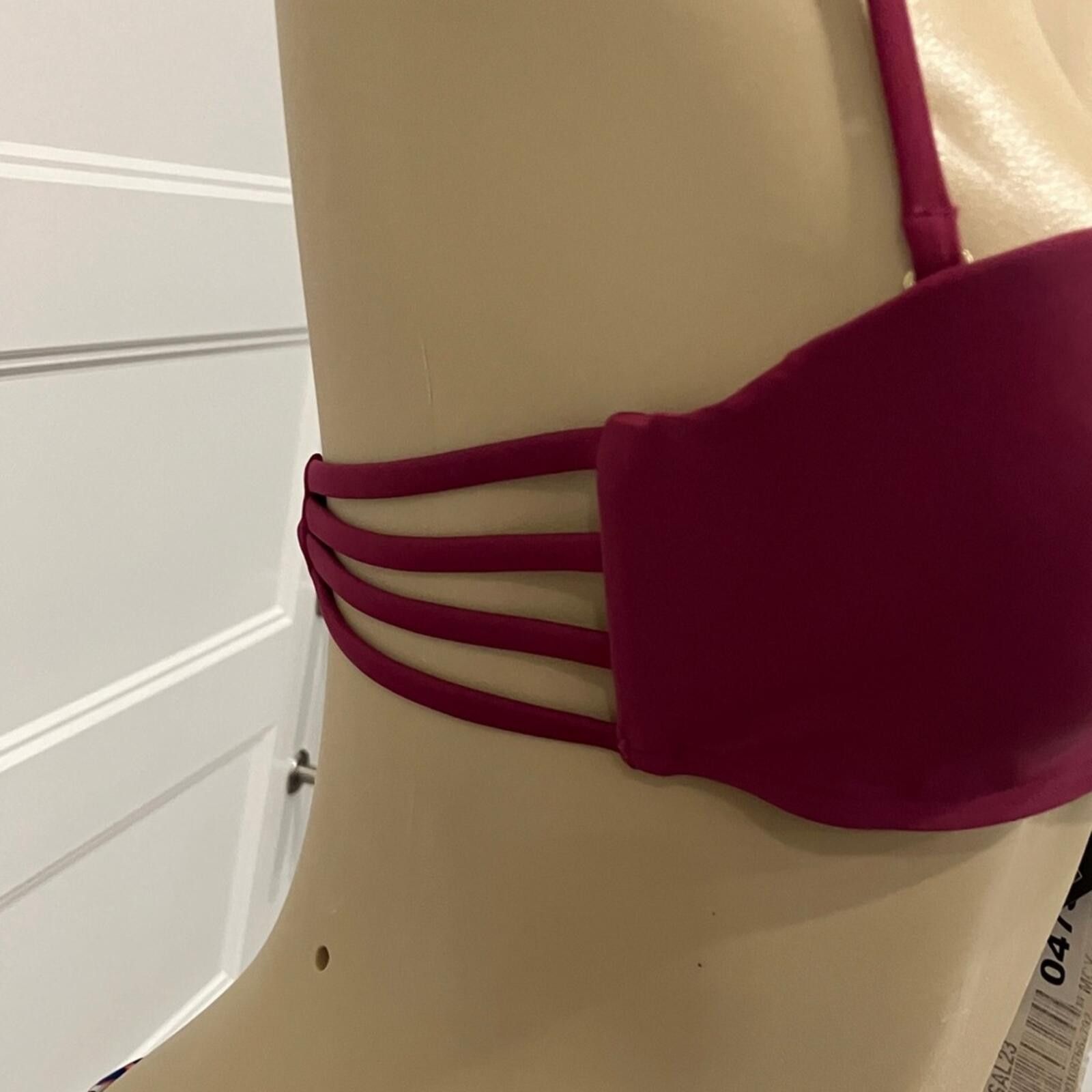 Other NWT CalifWaves Magenta Halter Bikini with Patterned Bottoms Size ONE SIZE - 6 Thumbnail