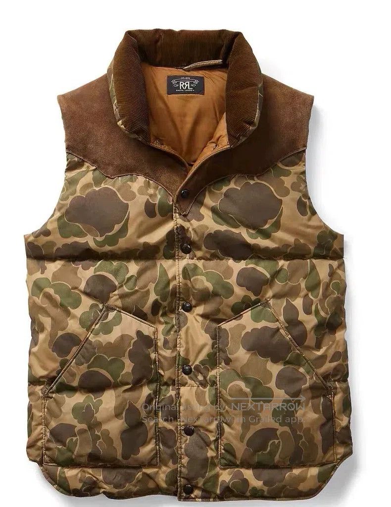 RRL Ralph Lauren RRL Ralph Lauren Spliced leather camouflage down vest Size US XS / EU 42 / 0 - 2 Thumbnail