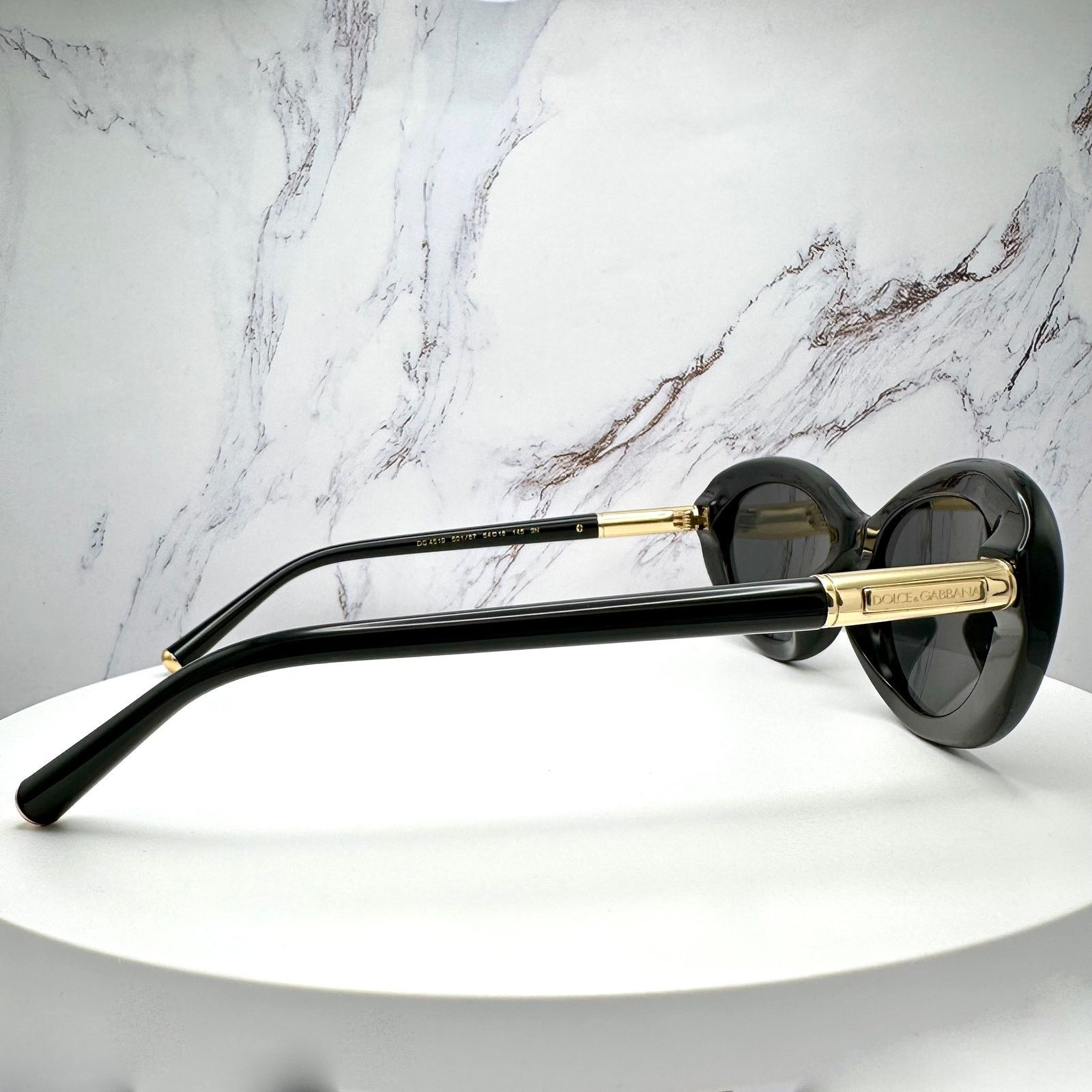 Dolce & Gabbana New Dolce & Gabbana Sunglasses Black Oval Cat Eye Gold Metal Size ONE SIZE - 13 Thumbnail