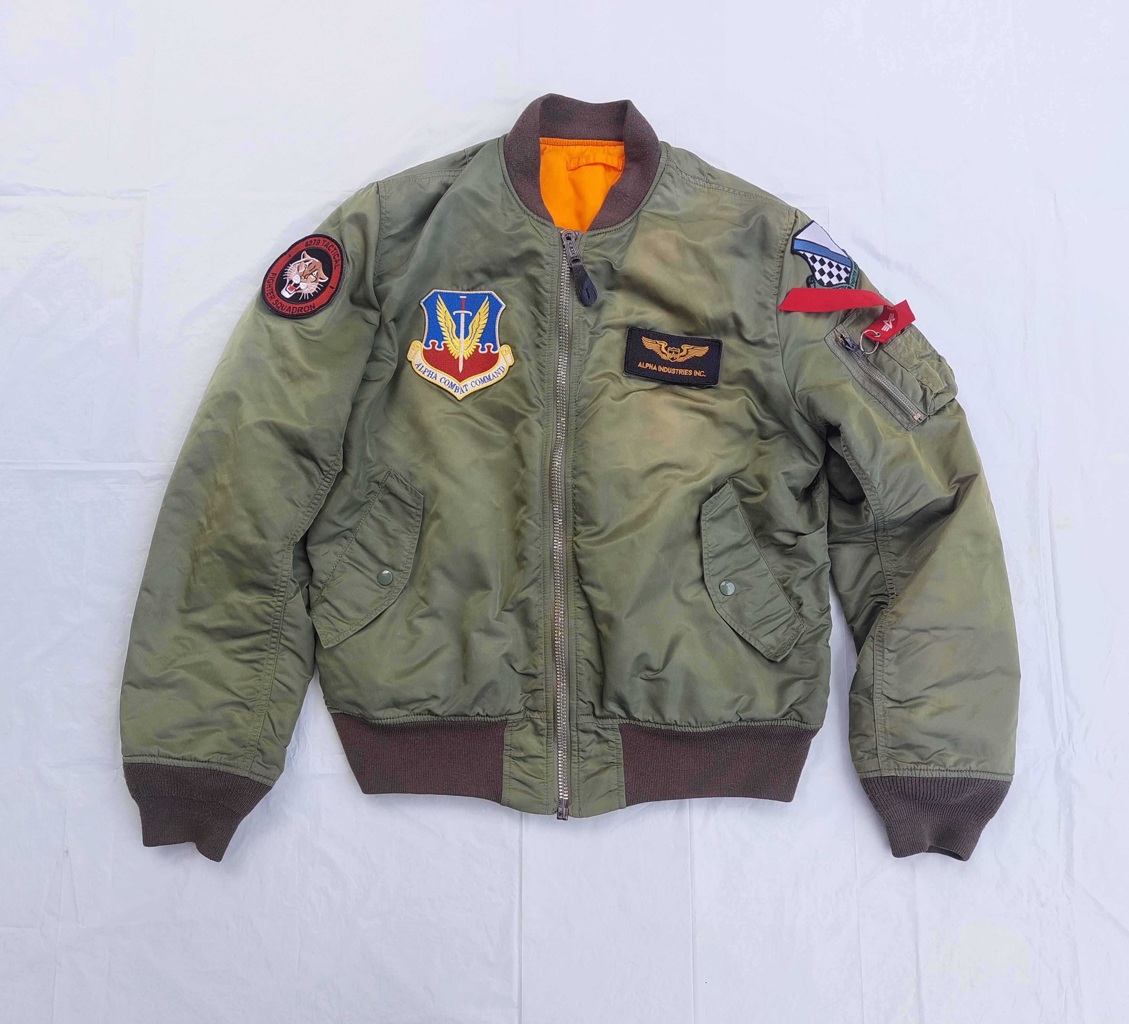 Vtg ALPHA INDUSTRIES pathces embroidered bomber jacket MA-1