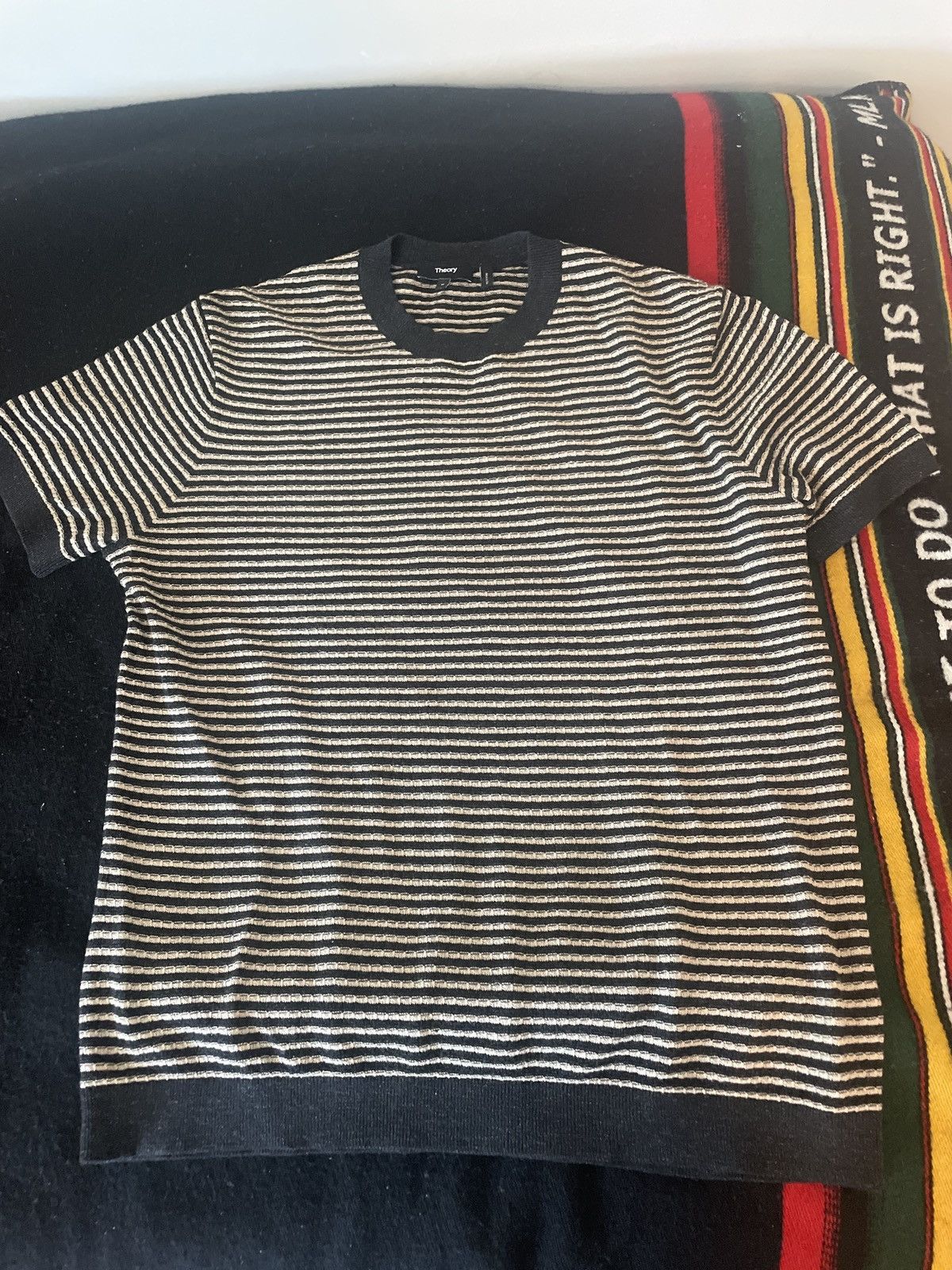 Theory Theory Linen/ Cotton Blend Striped Tshirt Size US M / EU 48-50 / 2 - 1 Thumbnail