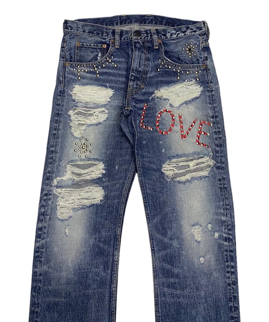 Hysteric Glamour × Le Grande Bleu (L.G.B.) 🔥SKULL RIPPED RNA INC DISTRESSED DENIM UNDERCOVER DEISGN Size US 32 / EU 48 - 3 Thumbnail