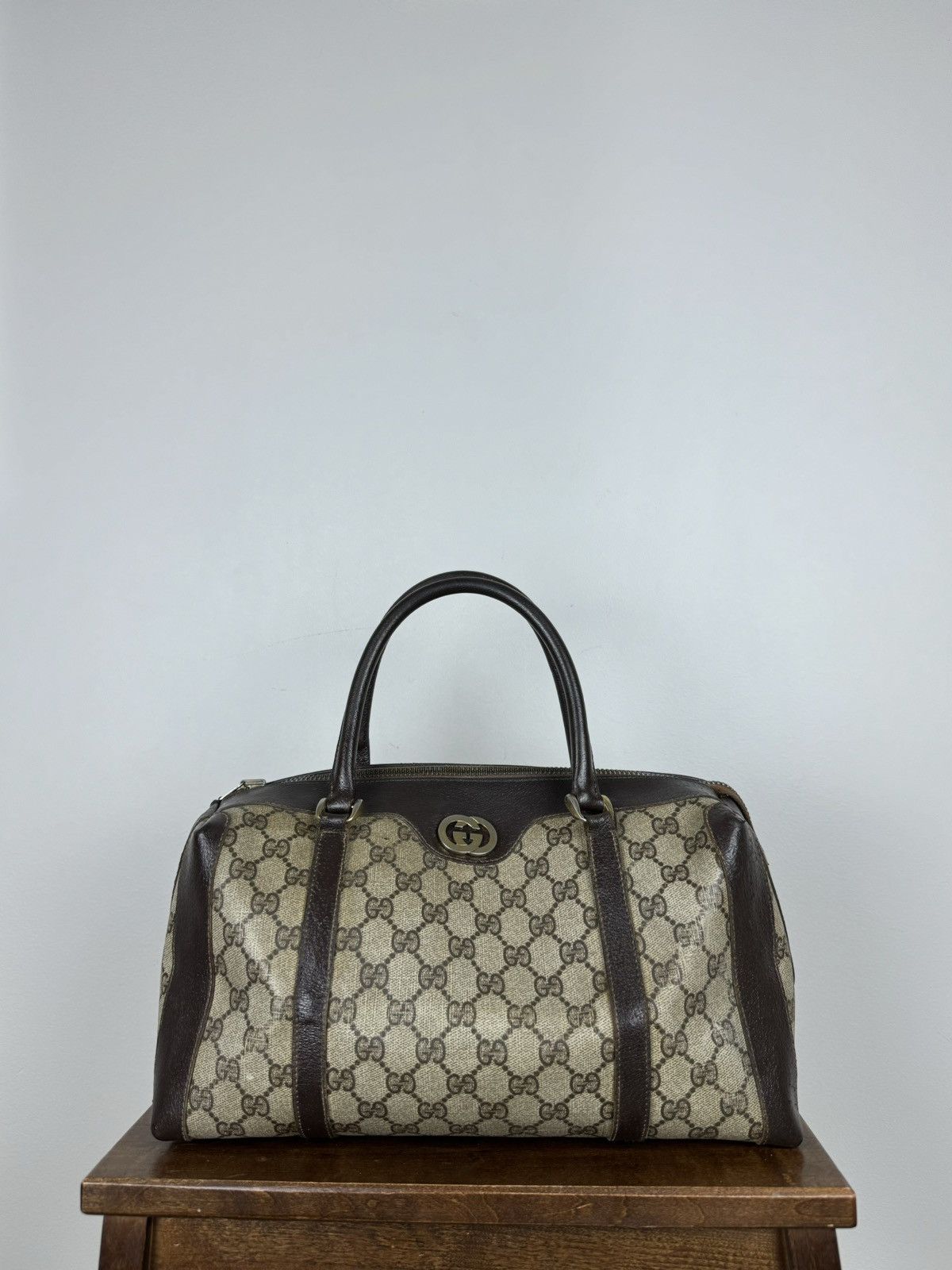 Gucci Luxury vintage rare Gucci leather Boston Bag original item Size ONE SIZE - 2 Thumbnail