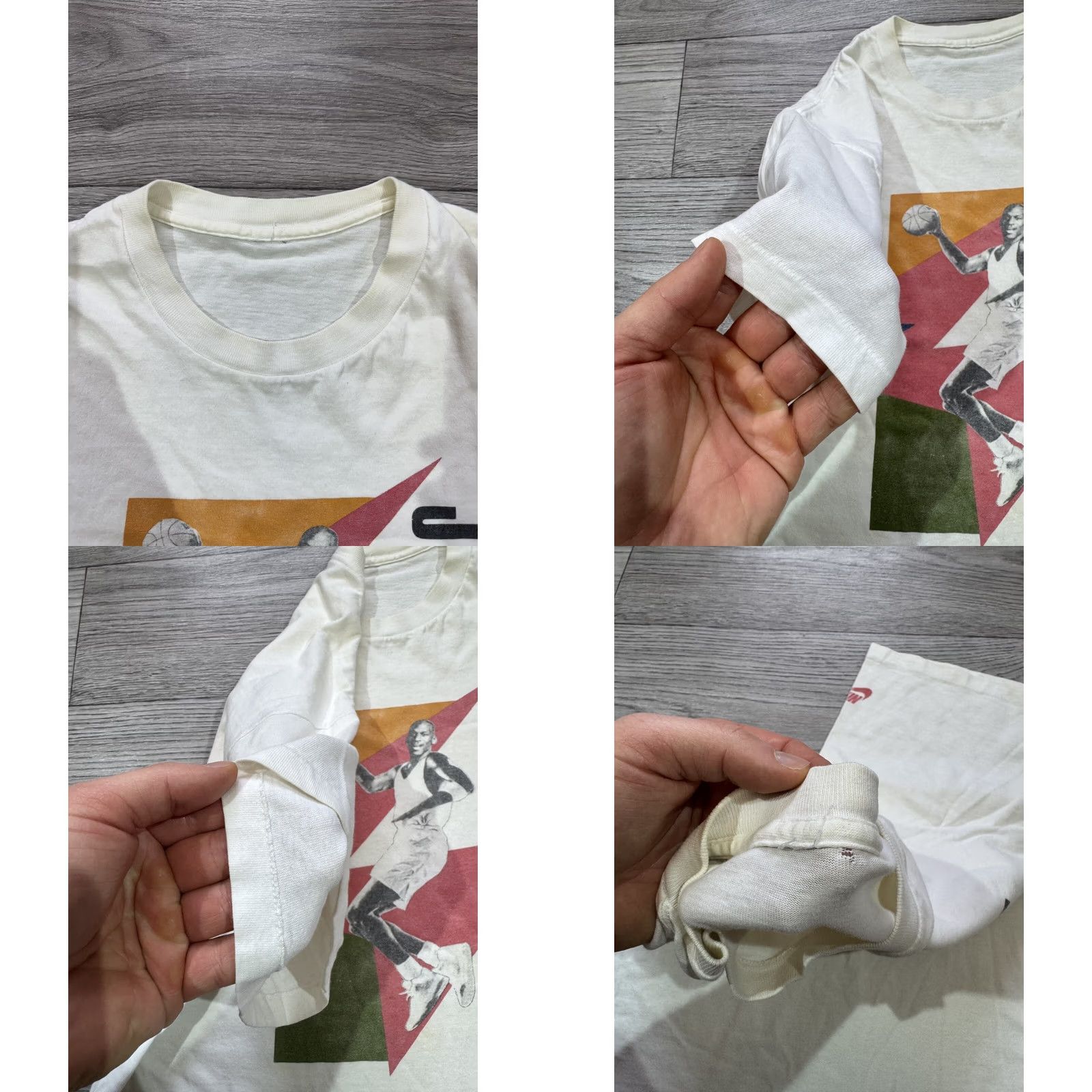 Nike VINTAGE Nike T-Shirt White Cotton 1990s 90s Chicago Bulls Jordan M Mens Short Sleeve Single Stitch Shirt Size US M / EU 48-50 / 2 - 8 Thumbnail
