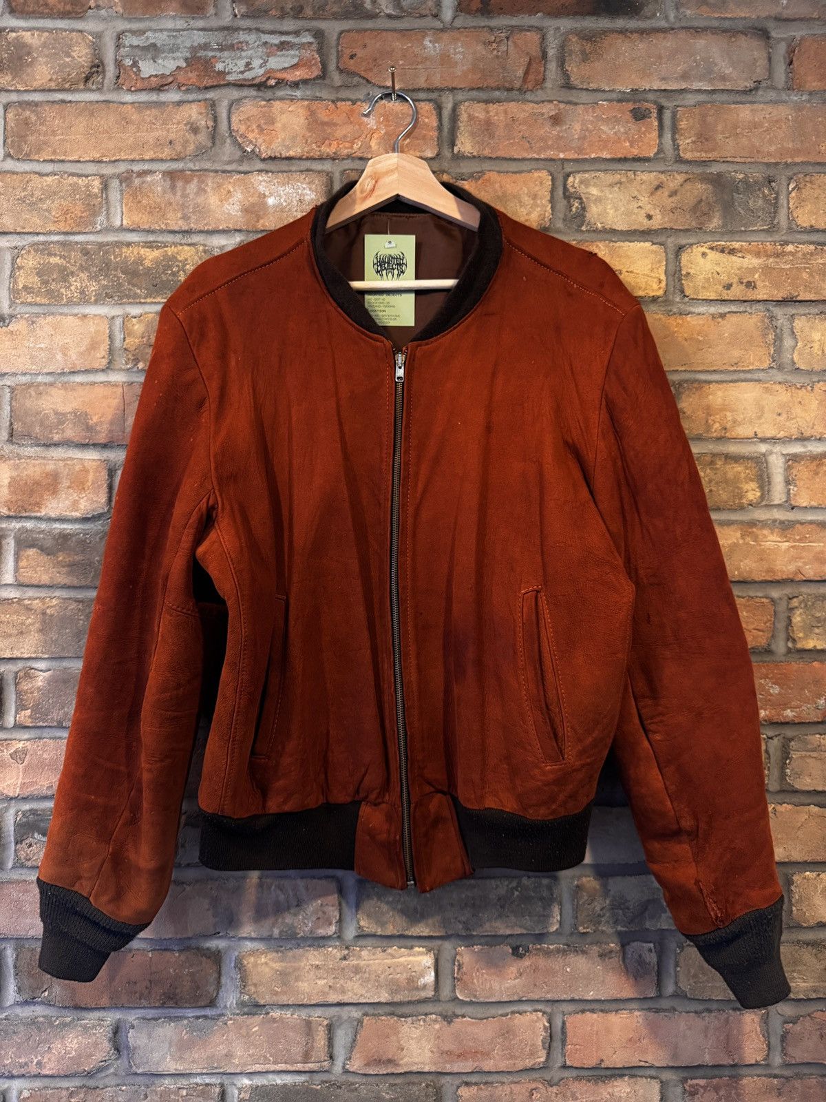 Vintage 60s Distressed Suede Bomber Jacket Size US L / EU 52-54 / 3 - 1 Thumbnail