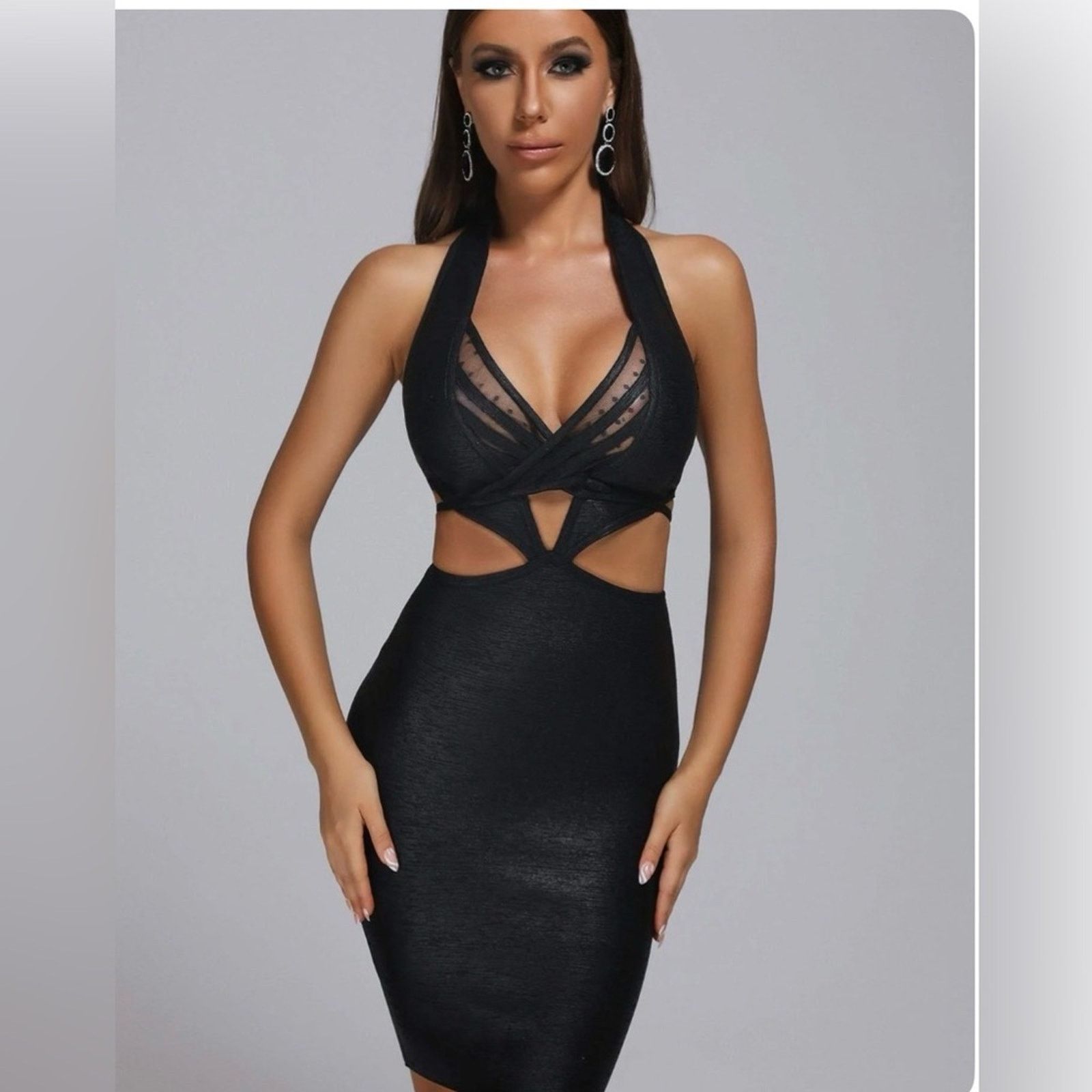 Other New Elegant Black Halter Bodycon Dress size S Size S / US 4 / IT 40 - 1 Thumbnail