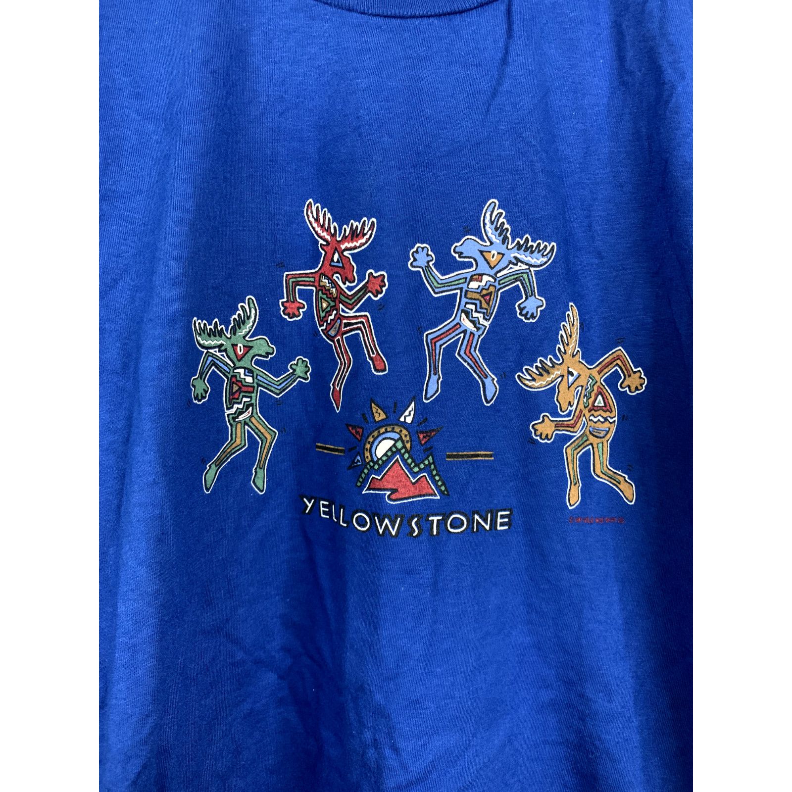 Jerzees Vintage Yellowstone Shirt Dancing Moose Blue Tee VTG 90s L Size US L / EU 52-54 / 3 - 2 Thumbnail