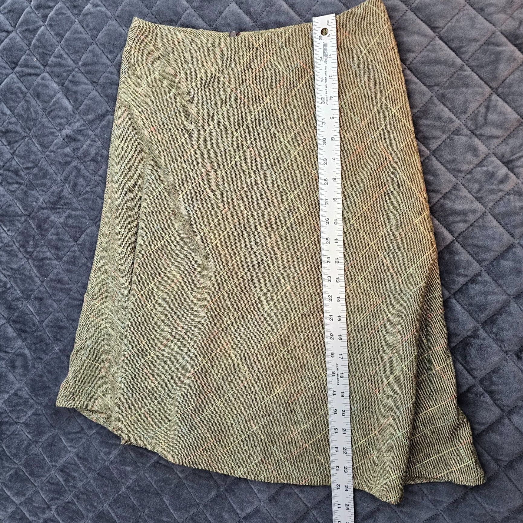 Vintage VINTAGE Suzy Shier Wool Skirt Green Diamond Pattern A-Line Lined Zipper Knee Length 0 Womens Size 25" / US 0 / IT 36 - 5 Thumbnail