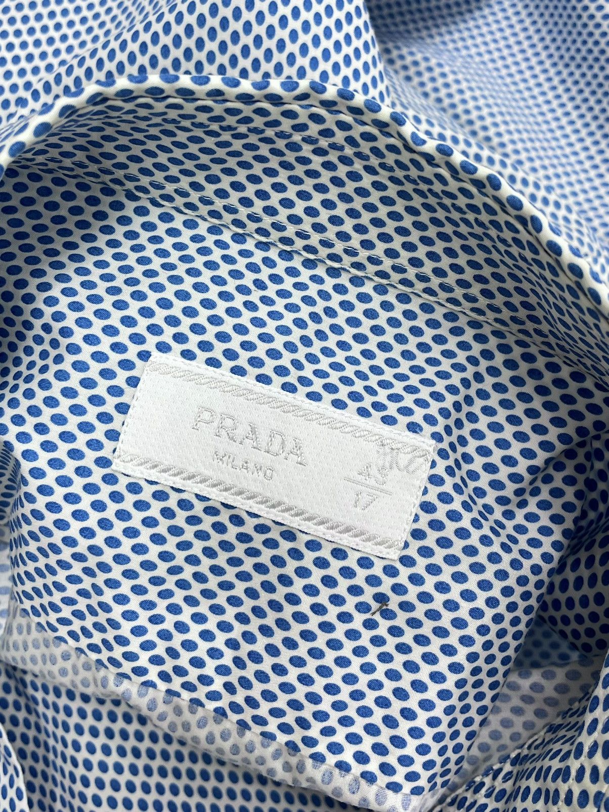 Prada PRADA Milano Micro Dot Cotton Shirt - Size L/XL Size US XL / EU 56 / 4 - 14 Thumbnail