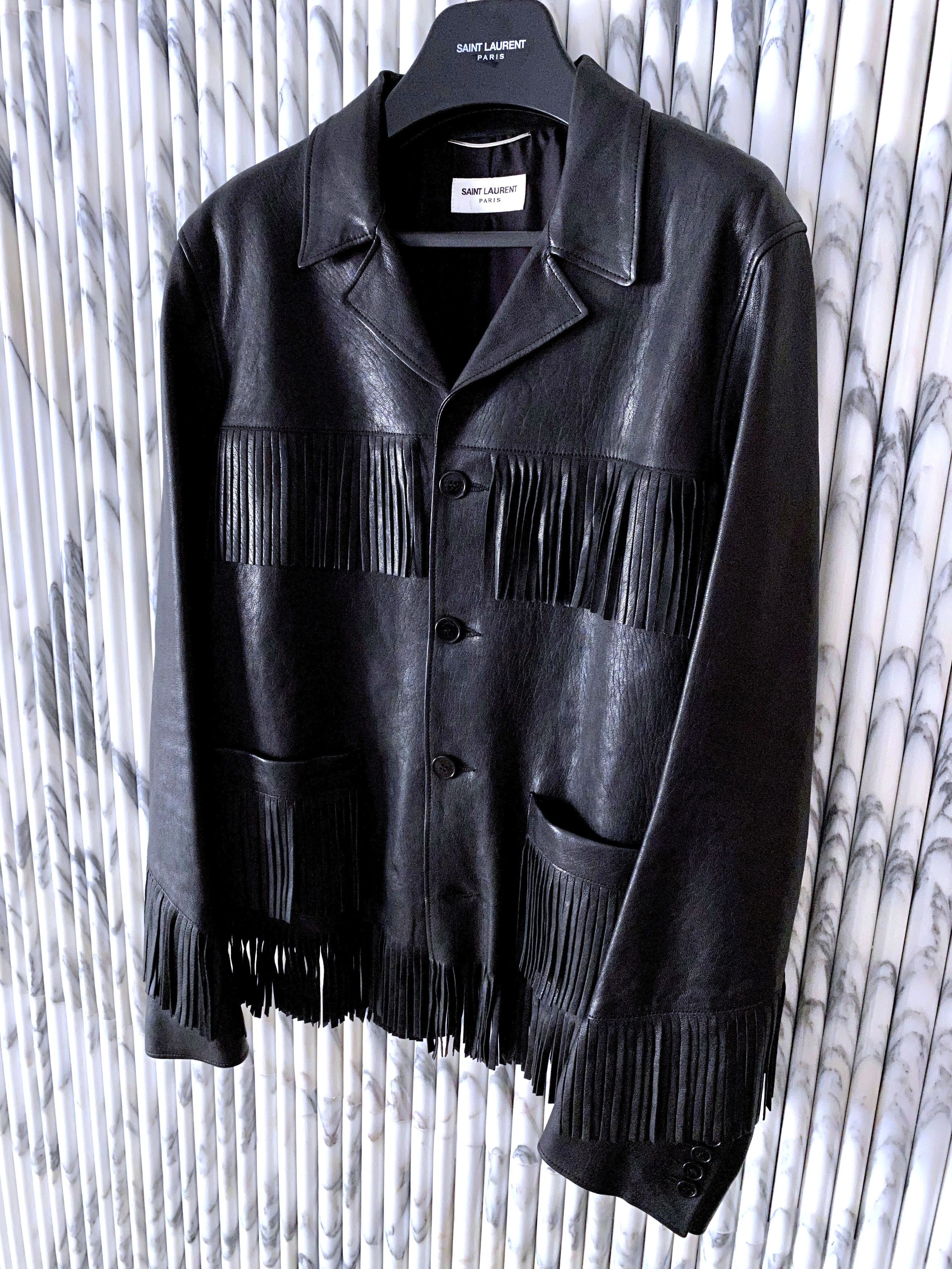 Hedi Slimane × Saint Laurent Paris NEW AW13 L12 CURTIS WESTERN FRINGED LAMBSKIN JACKET Size US M / EU 48-50 / 2 - 2 Thumbnail
