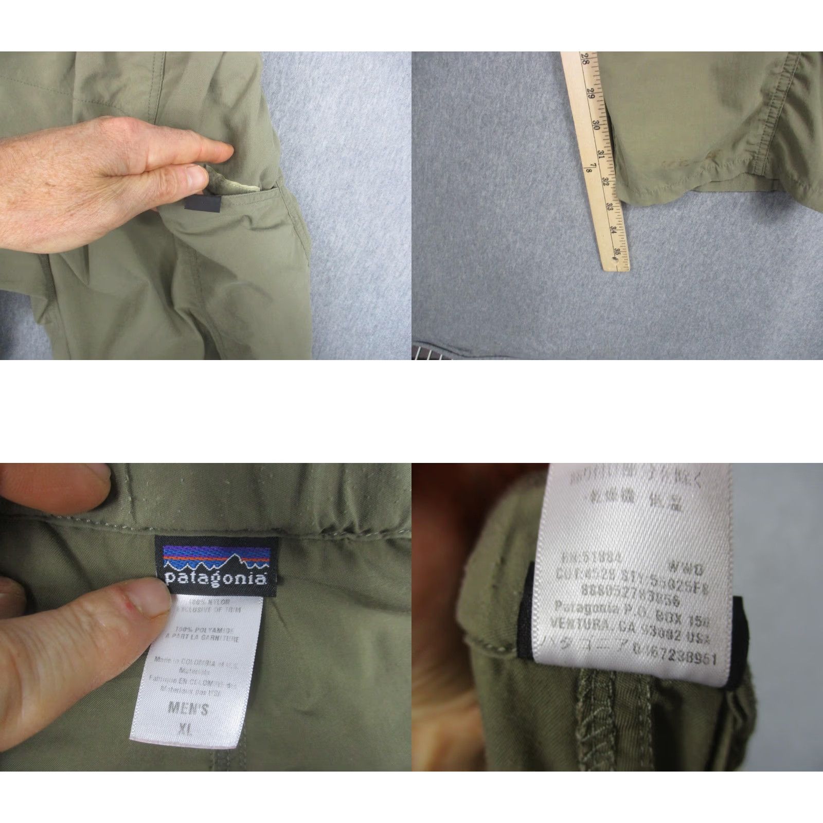 Patagonia Patagonia Pants Mens XL Green Nylon Hiking Adjustable Waist Belted Pocket Straight Leg Khaki Outdoor Travel Casual Activewear Size US 36 / EU 52 - 9 Thumbnail