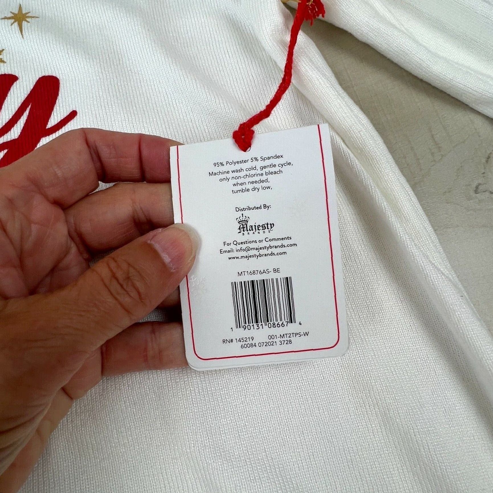Vintage Mistle Toes Womens Pajama Top Medium Cream Christmas Merry and Bright New - Ivory - Long Sleeve Round Neck Knit Polyester Spandex 2 Piece Top Only"} Size M / US 6-8 / IT 42-44 - 4 Thumbnail