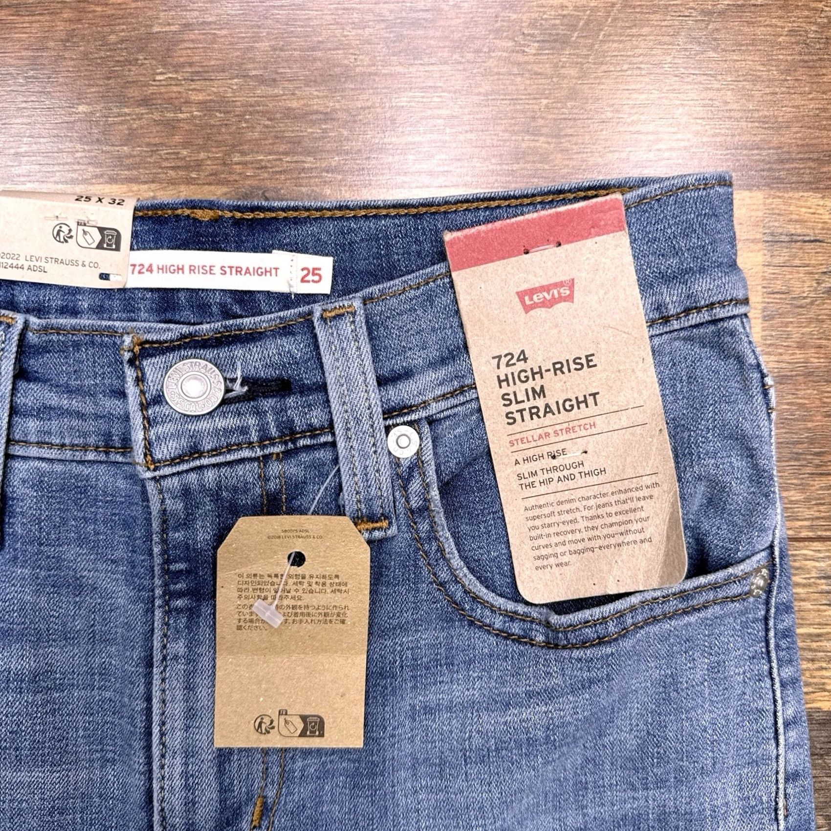 Levi's Levi's 724 High Rise Slim Straight Jeans Womens 25 Stretch Distressed 25x32 New Size 42" / US 20 - 4 Thumbnail
