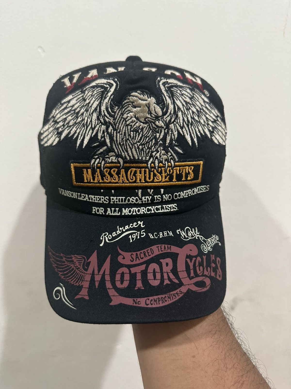 Vanson Leathers VTG Full Embroid Vanson Motorcycles Trucker Hat Size ONE SIZE - 3 Thumbnail