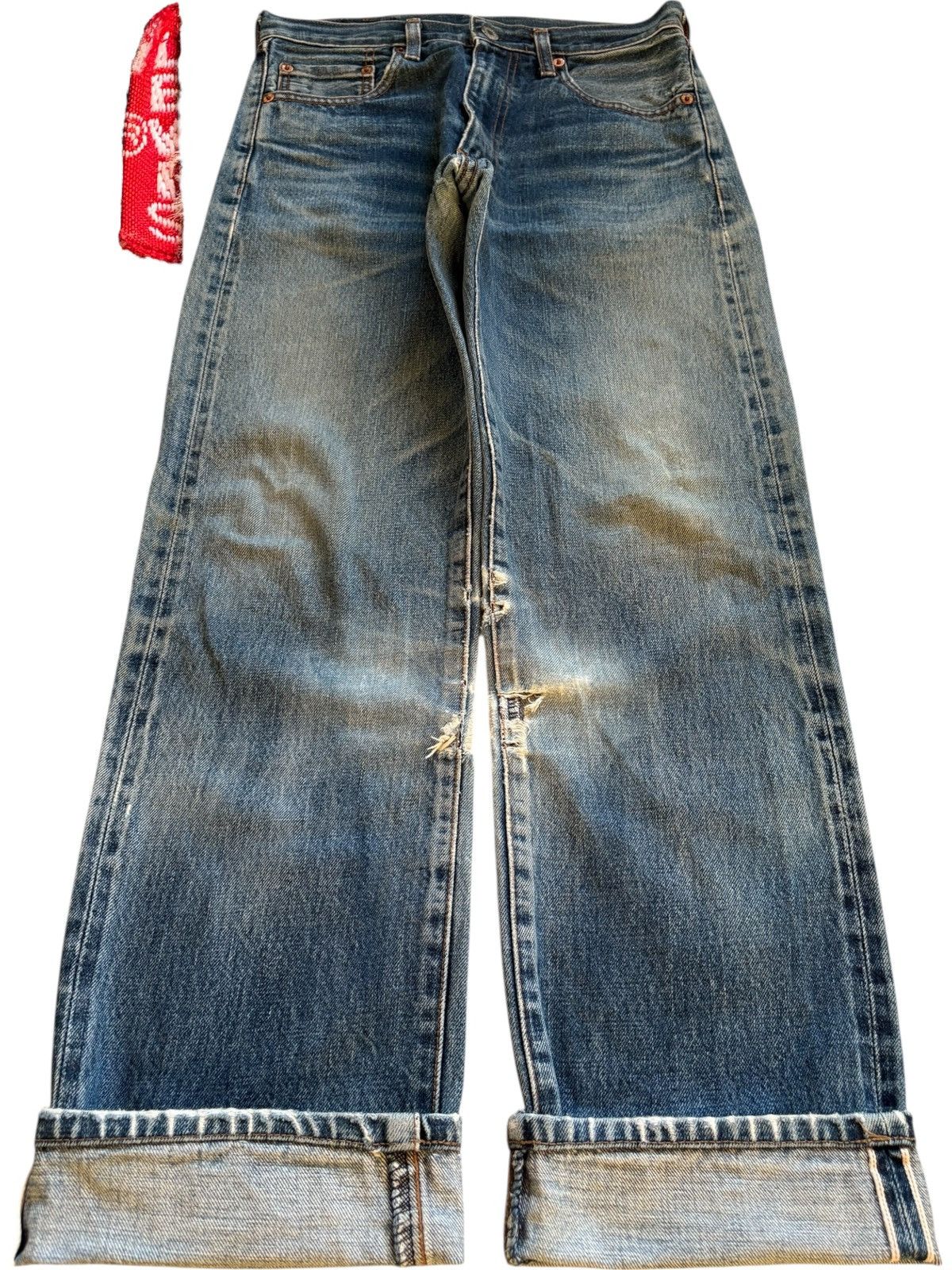 Levi's Vintage 80s Levis 502 Big E Selvedge Mud Wash Distress Jeans Size US 28 / EU 44 - 1 Thumbnail