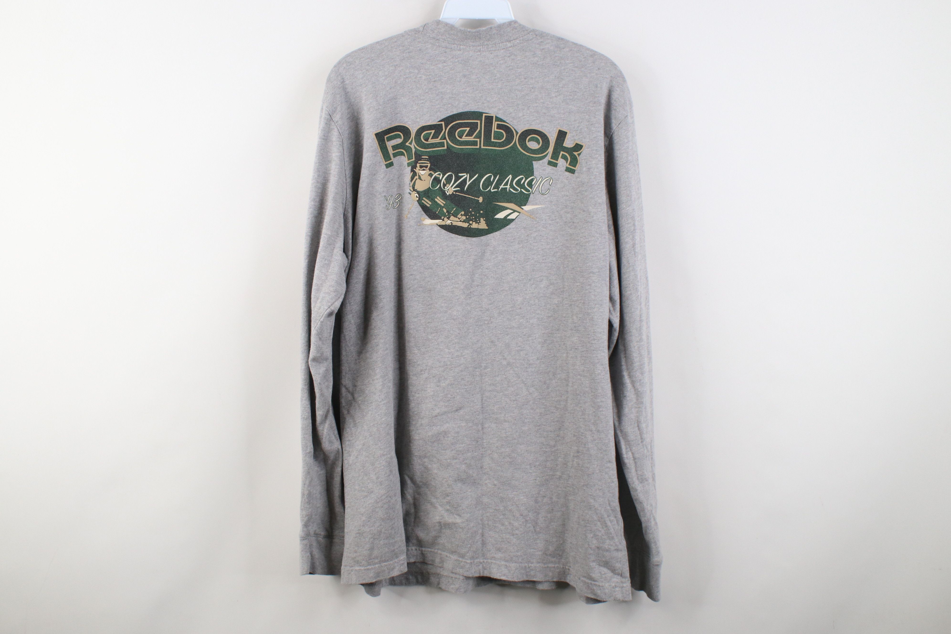 Reebok Vintage 90s Reebok Box Logo Skiing Long Sleeve T-Shirt Gray Size US L / EU 52-54 / 3 - 11 Thumbnail