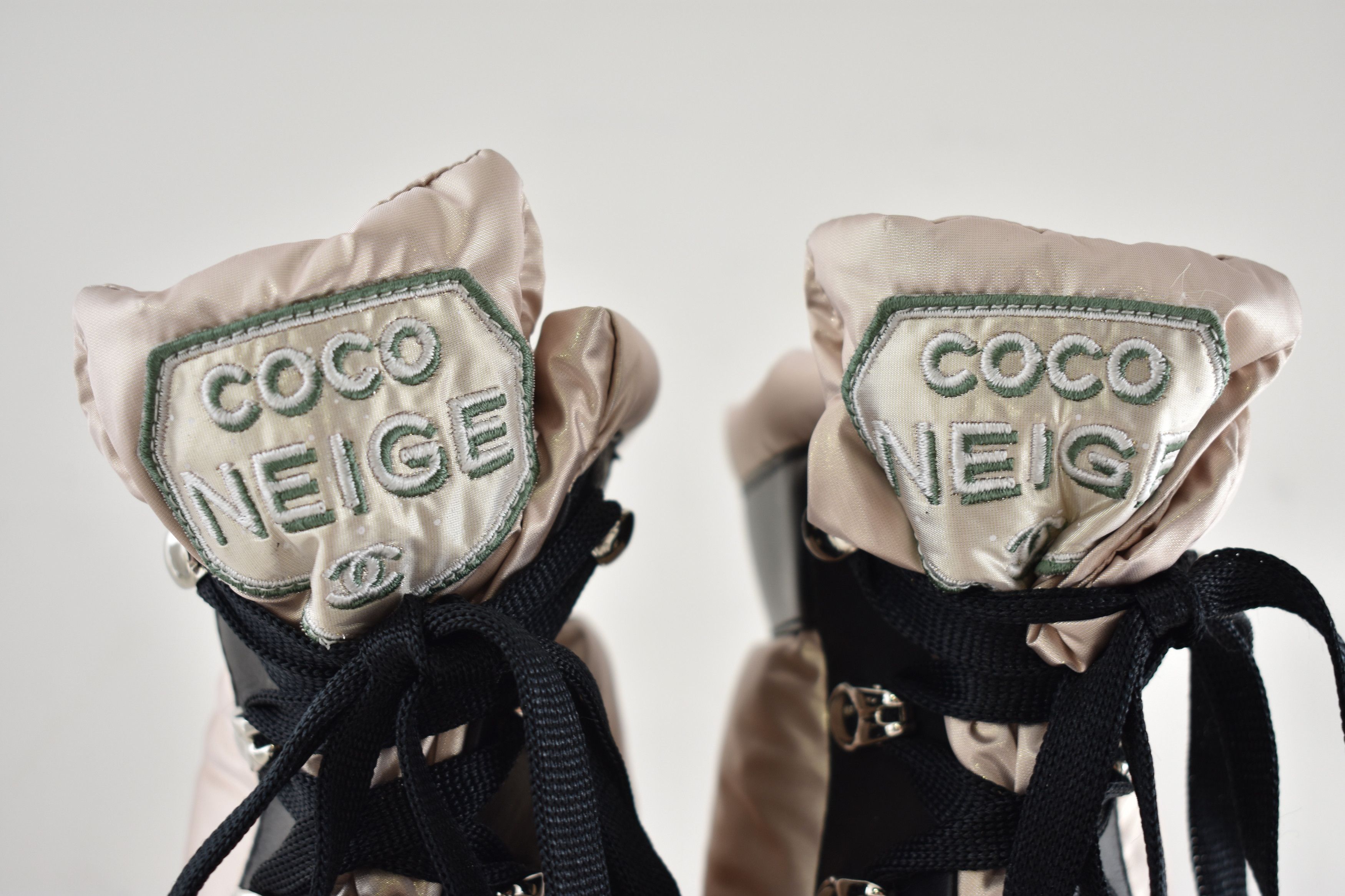 Chanel 18B Coco Neige Black Snow Winter Lace Up Tie Combat Boots 42 Size US 12 / IT 42 - 7 Thumbnail