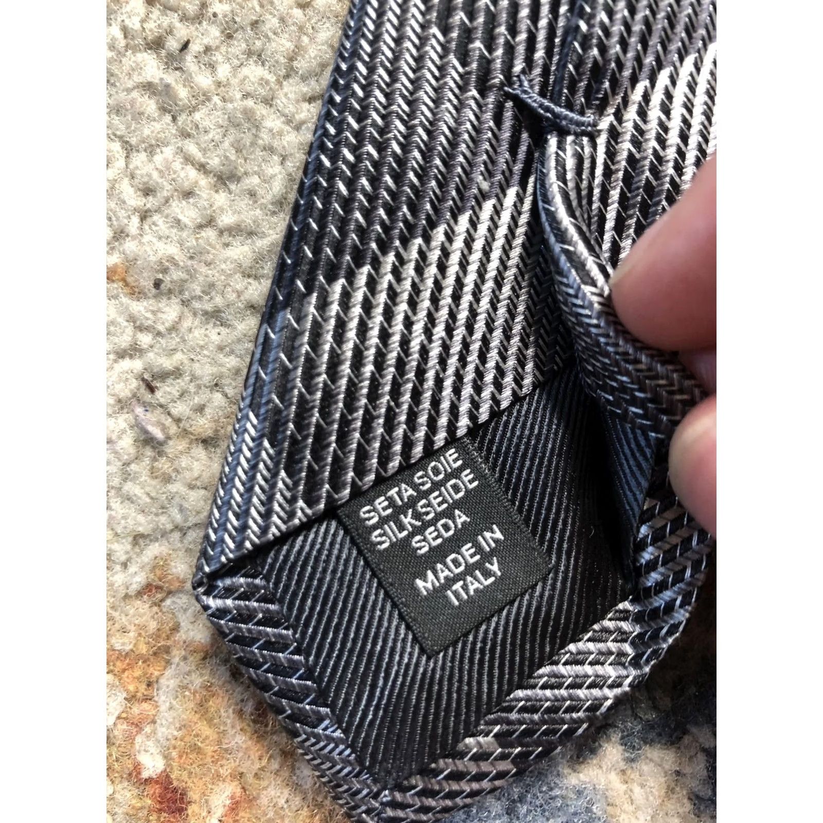 Ermenegildo Zegna Ermenegildo Zegna Tie Mens One Size Gray Plaid Silk Jacquard Made In Italy Size ONE SIZE - 6 Thumbnail