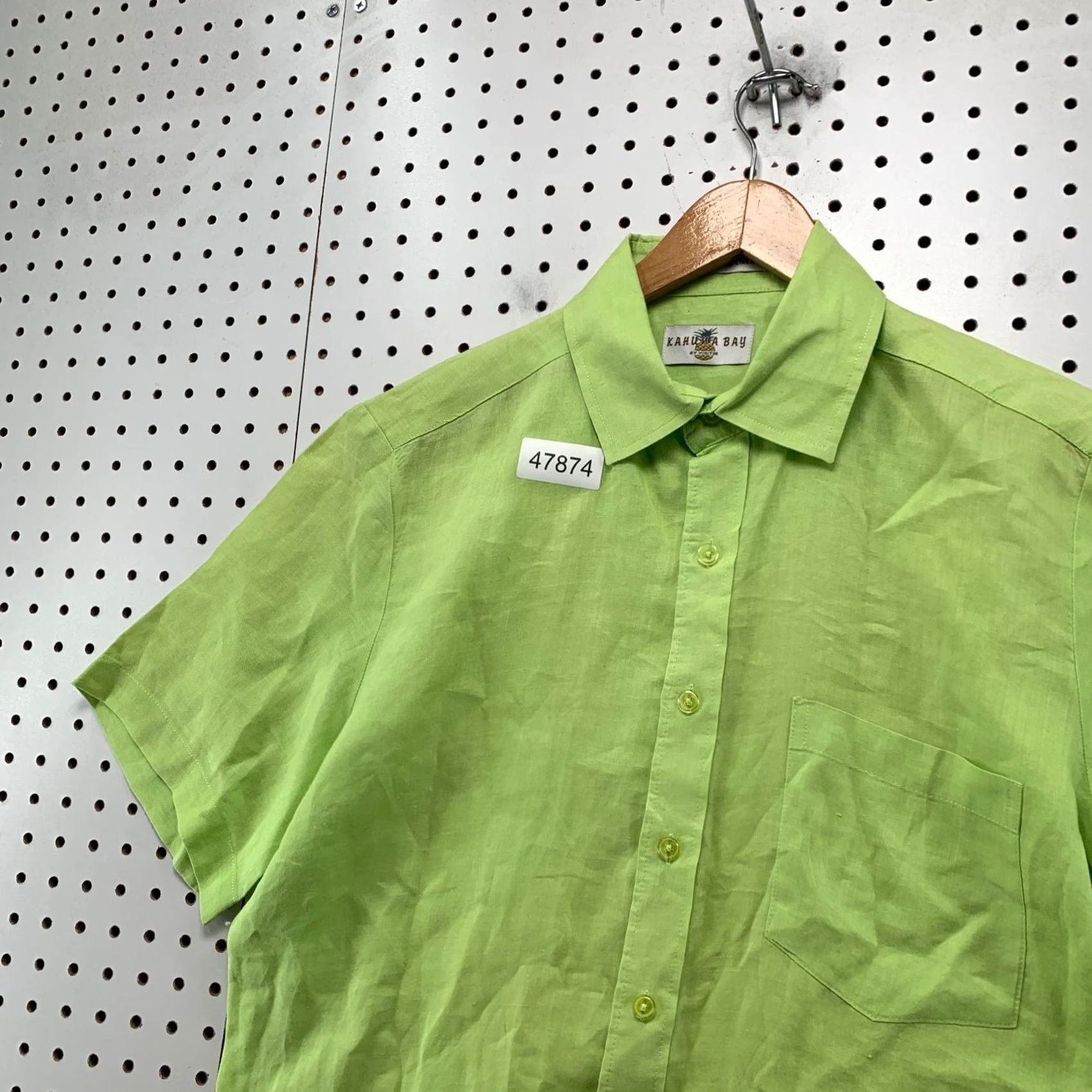 Vintage Kahuna Kahuna Bay Linen Button Shirt Mens M Lime Green Beach Washable Linen Shirt Size US M / EU 48-50 / 2 - 7 Thumbnail