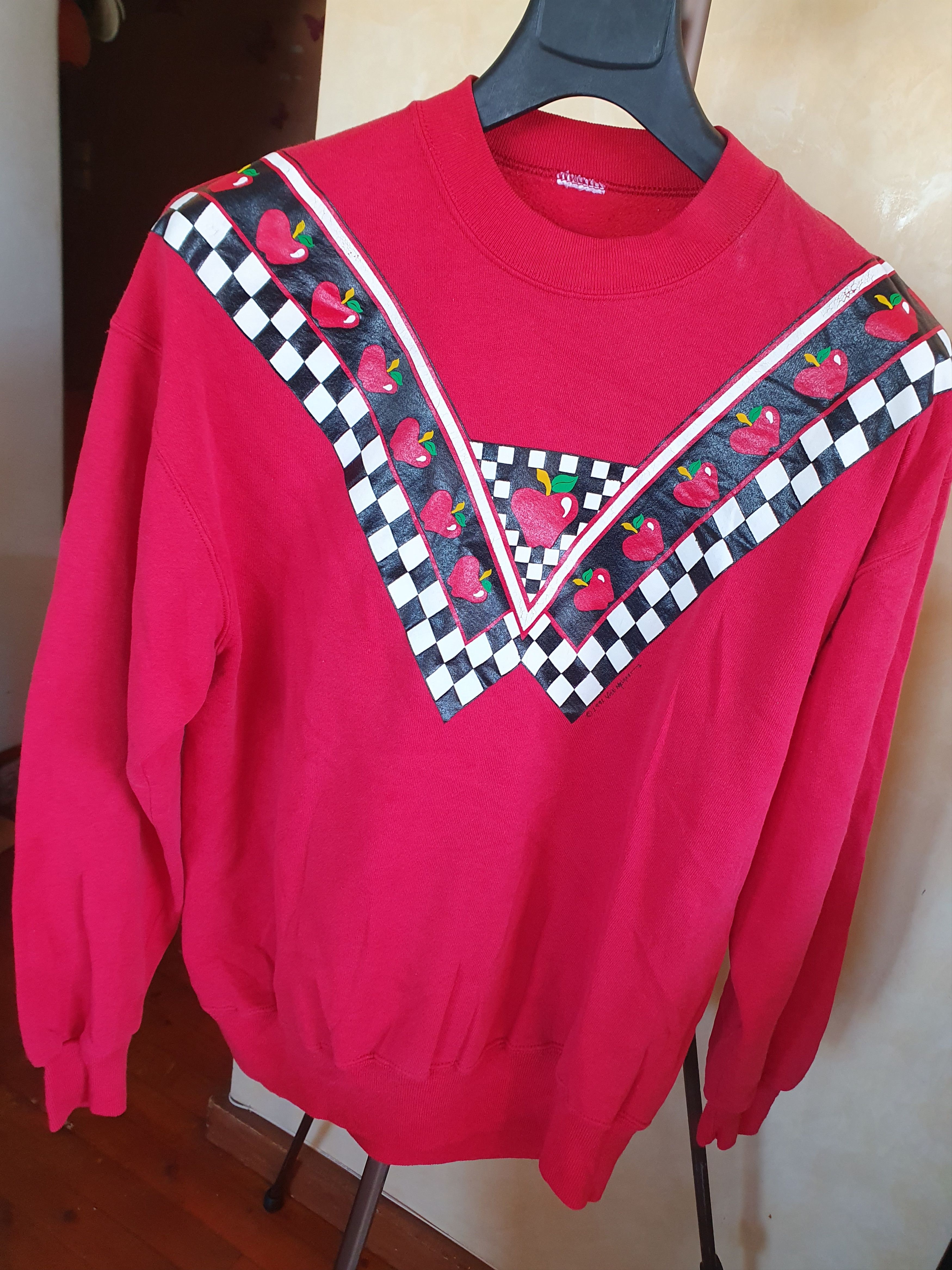 Vintage Vicki Melhart Vtg 1991 Sweatshirt Apple Checkered Retro sz M Size US M / EU 48-50 / 2 - 1 Thumbnail