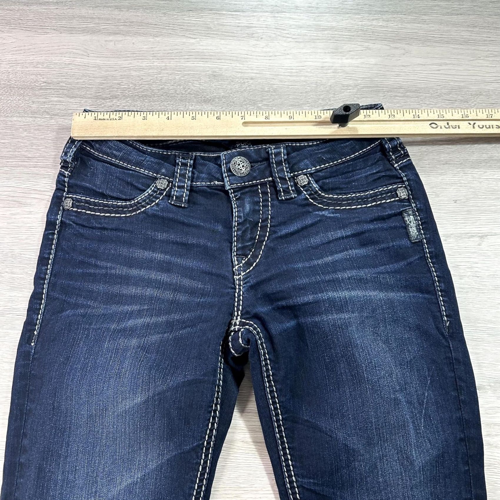 Vintage Silver Jeans Suki Mid Super Skinny Womens 26x31 Dark Wash Stretch Denim Jeans Size 26" / US 2 / IT 38 - 5 Thumbnail