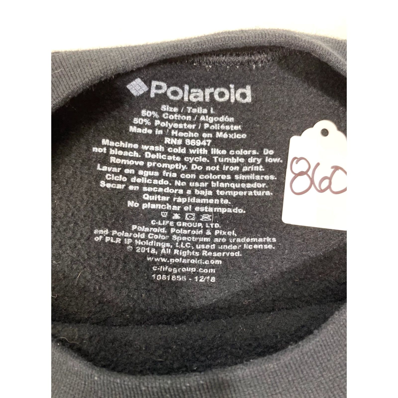 Polaroid Polaroid Mens T-Shirt Logo Crew Neck Long Sleeve Pullover Black 860 L Regular Size US L / EU 52-54 / 3 - 5 Thumbnail