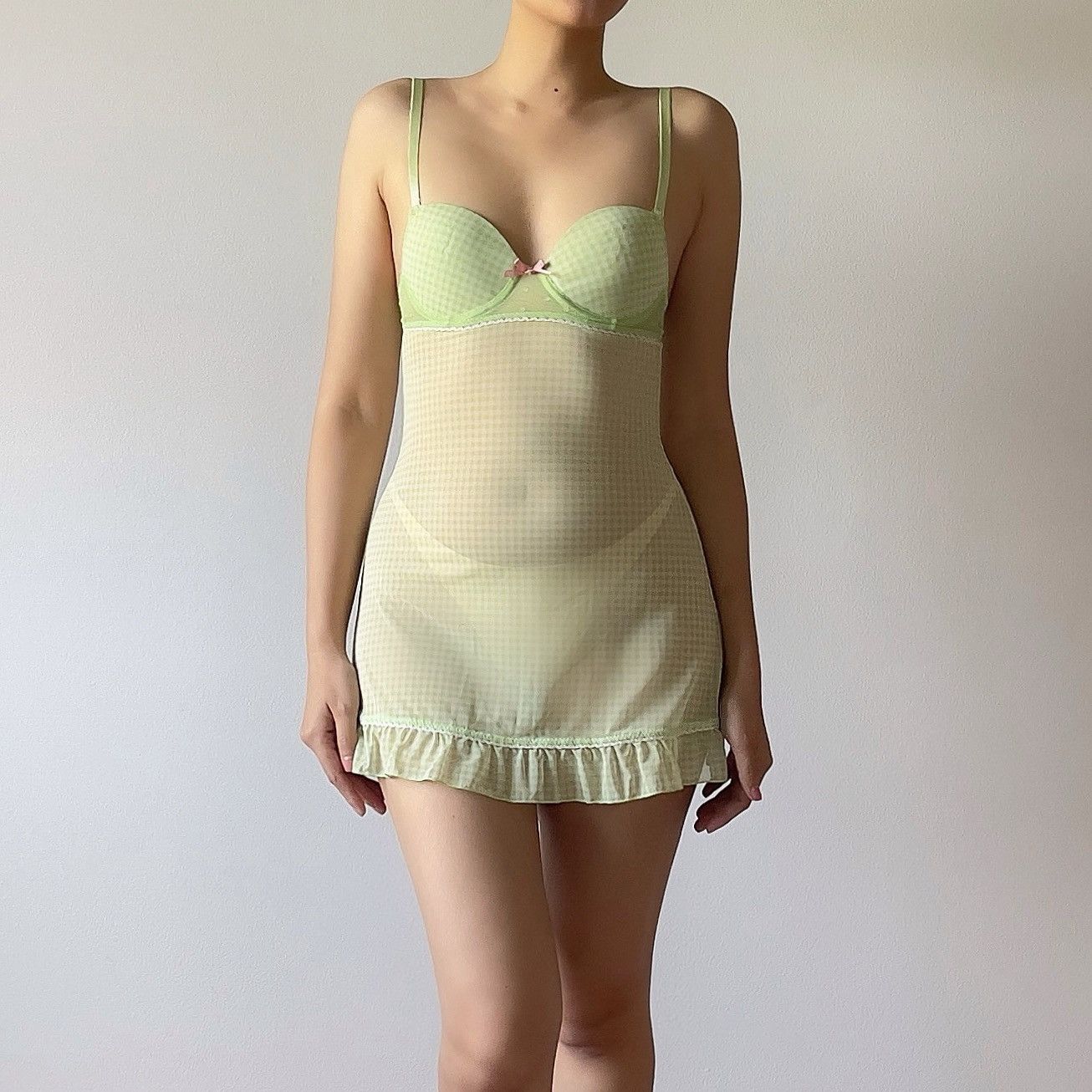 Other Rampage Green Plaid Mesh Mini Dress (XS-S) Size S / US 4 / IT 40 - 5 Thumbnail