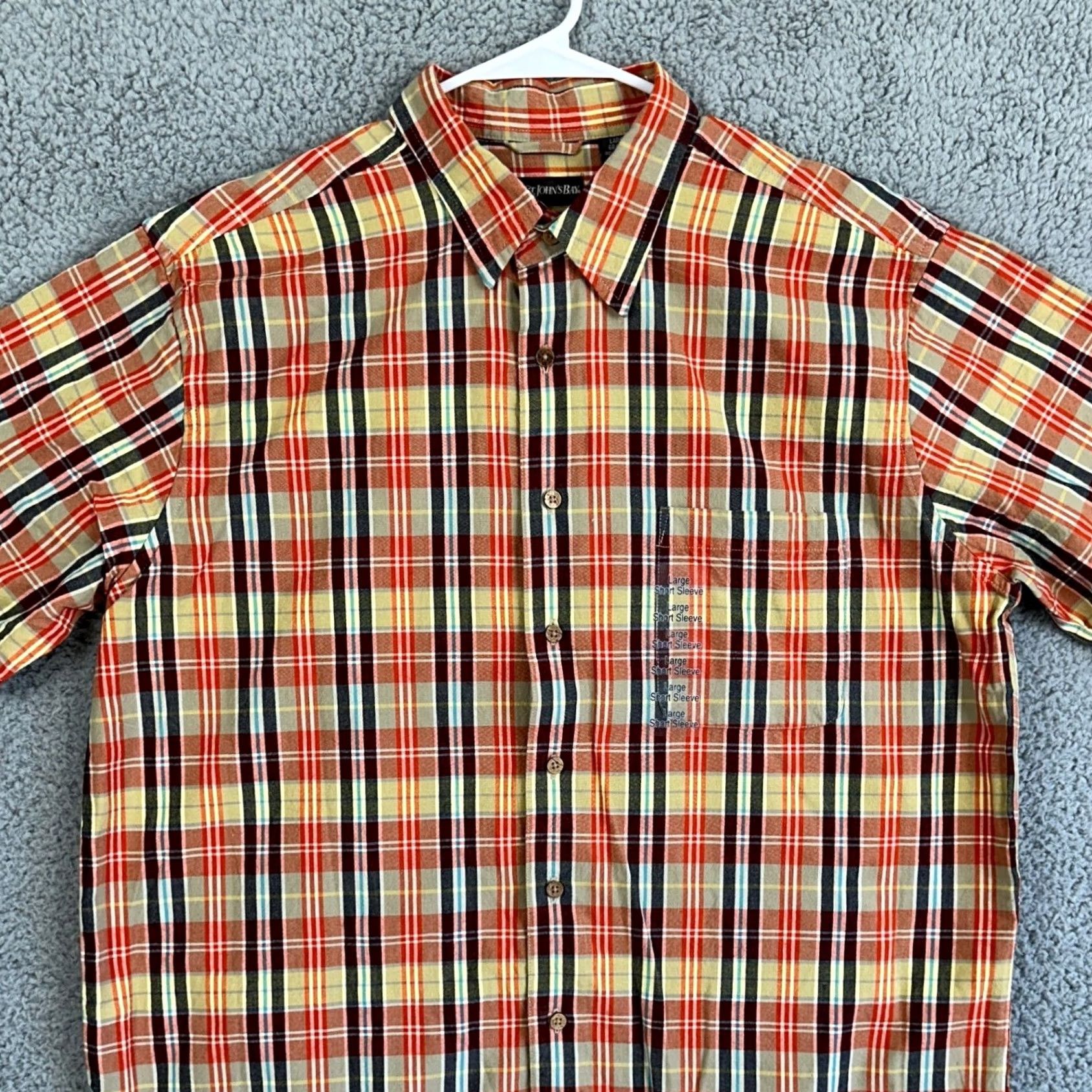 Vintage St. John's Bay Shirt Button Up Mens Large Orange Plaid Short Sleeve Casual NEW Size US L / EU 52-54 / 3 - 2 Thumbnail