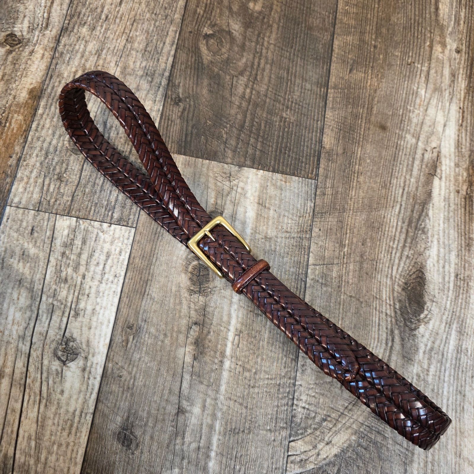 Brighton Brighton Belt Brown Woven Solid Brass Buckle Braided Size 38 Size 38 - 7 Thumbnail