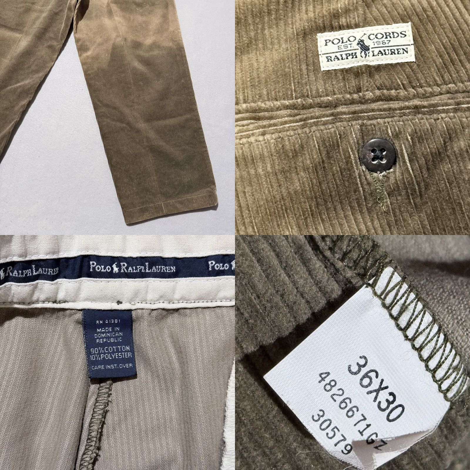 Polo Ralph Lauren VINTAGE Polo Ralph Lauren Pants Men Brown Mid Rise Pleated Corduroy 36x30 Kohl? Size US M / EU 48-50 / 2 - 8 Thumbnail