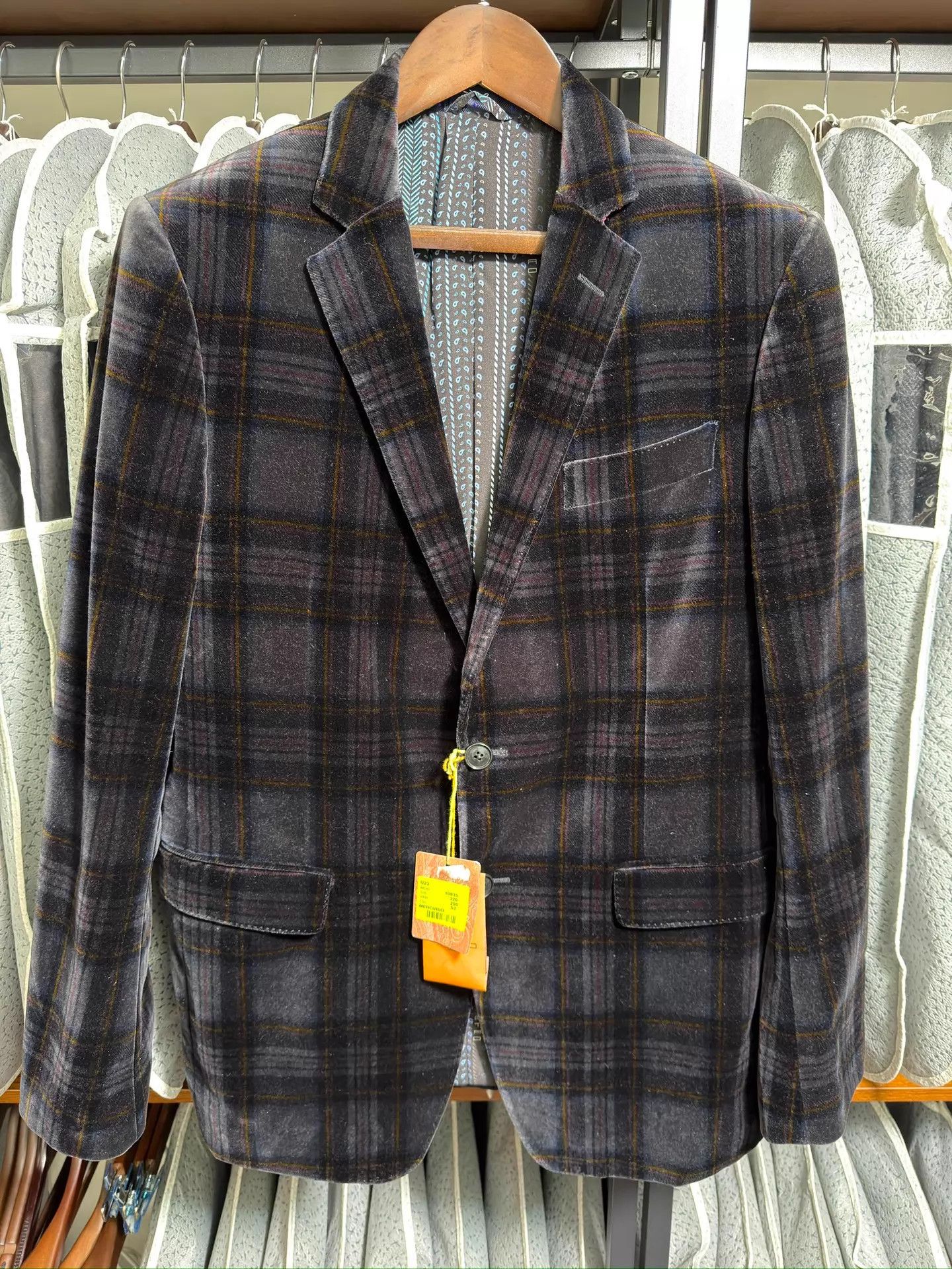 Etro Etro Tailored Velvet Checked Suit EU 52 Size 52R - 1 Thumbnail