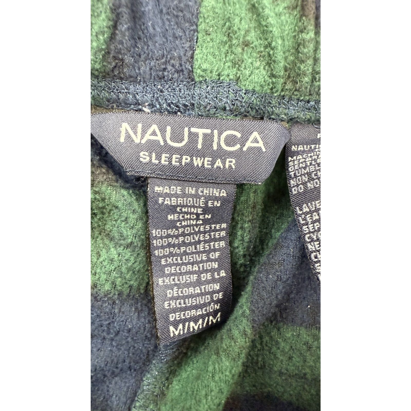 Nautica Nautica Sleepwear Pants Mens Medium Green Blue Plaid Fleece Lounge Pajama Cozy Size US 31 - 4 Thumbnail