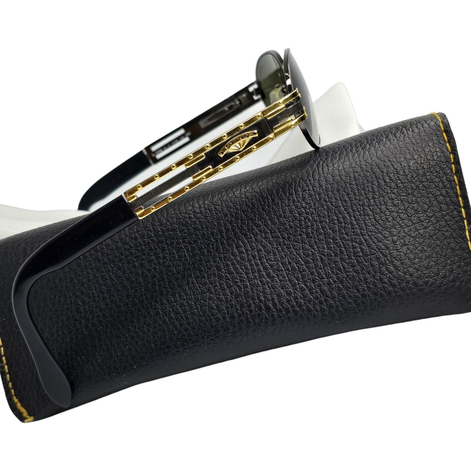 Sting Vintage Sting Gold Black Oval Sunglasses w Case Made Italy Size ONE SIZE - 7 Thumbnail