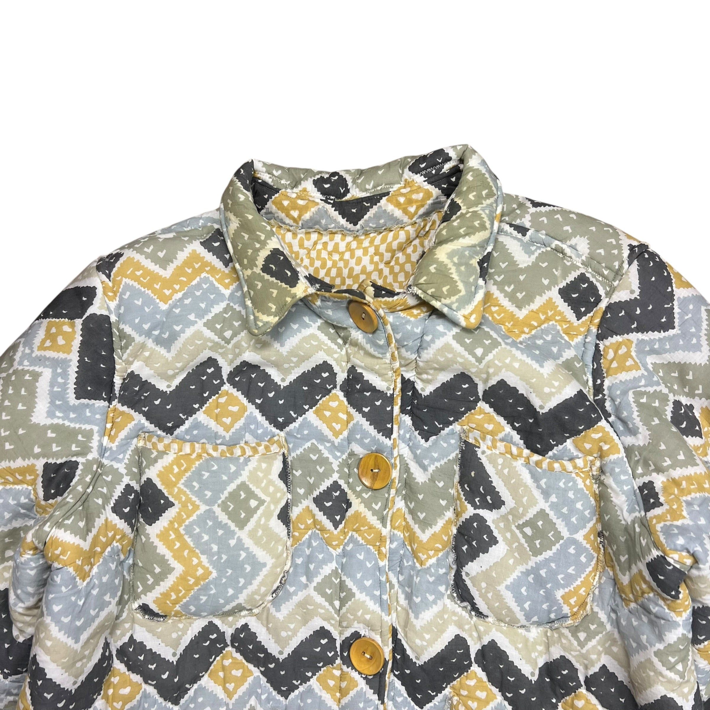 Vintage Vintage Handmade Quilted Chevron Button-up Chore Jacket - XL Size US XL / EU 56 / 4 - 2 Thumbnail