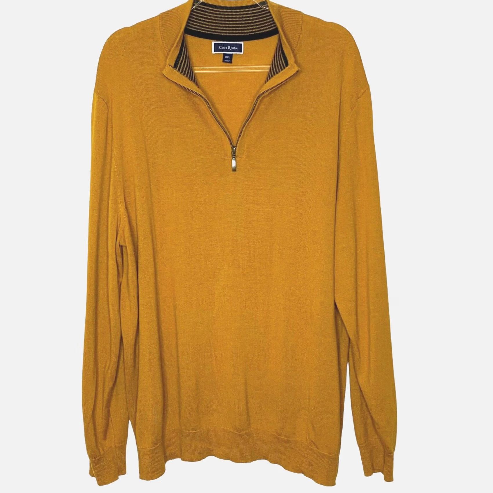 Club Room VINTAGE Club Room Sweater Pullover Mens Size XXL Merino Wool Blend Half Zip Long Sleeve Rust/Mustard Size US XXL / EU 58 / 5 - 2 Thumbnail