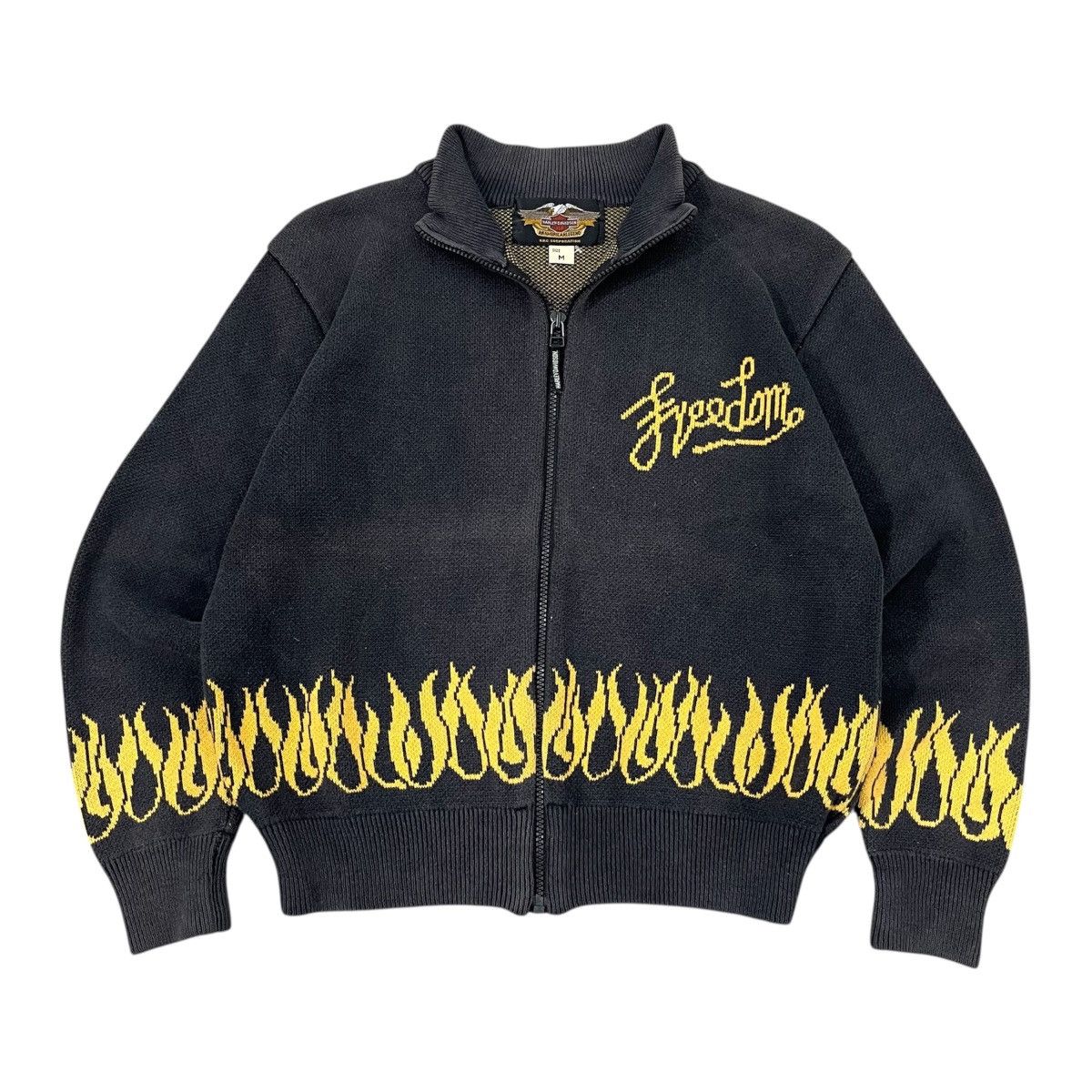 Harley Davidson Harley Davidson FREDOM Knitted Jacket Flame Pattern Size US M / EU 48-50 / 2 - 2 Thumbnail