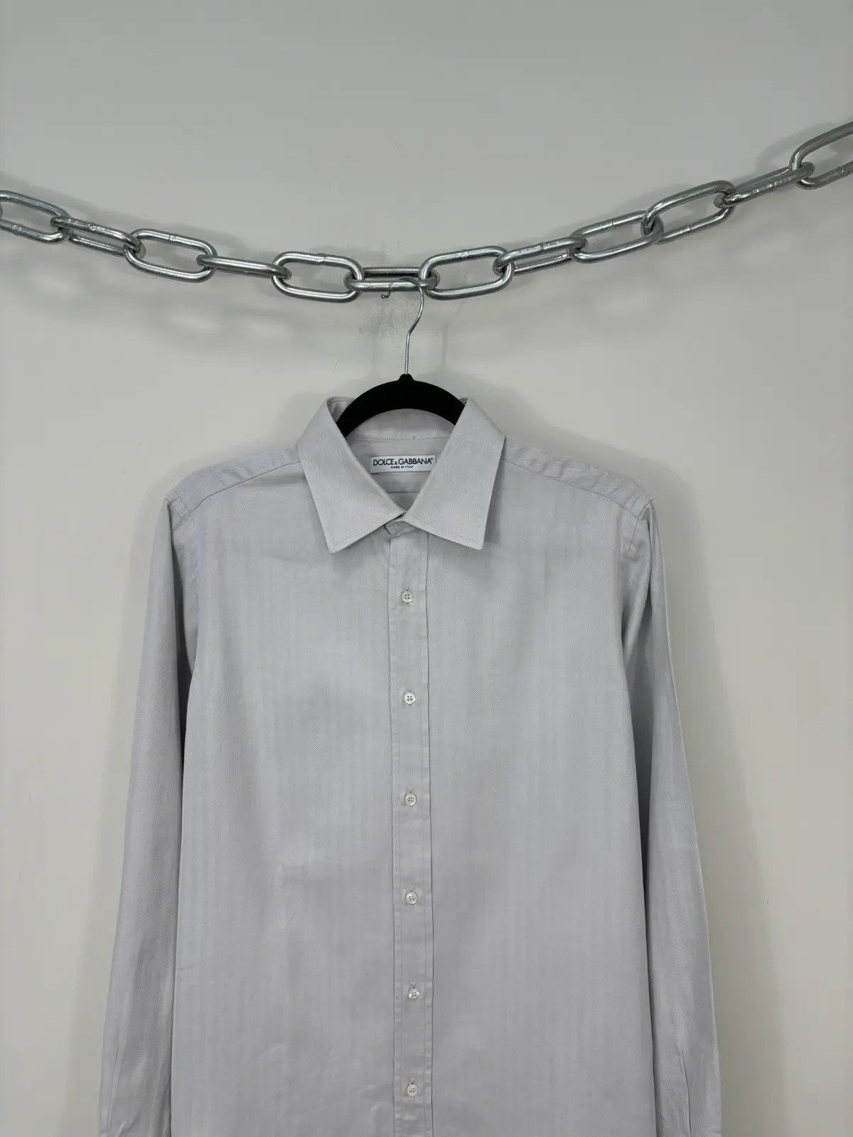 Dolce & Gabbana × Vintage Vintage Dolce & Gabbana Men's Gray Rare Button Up Shirt Size US L / EU 52-54 / 3 - 2 Thumbnail