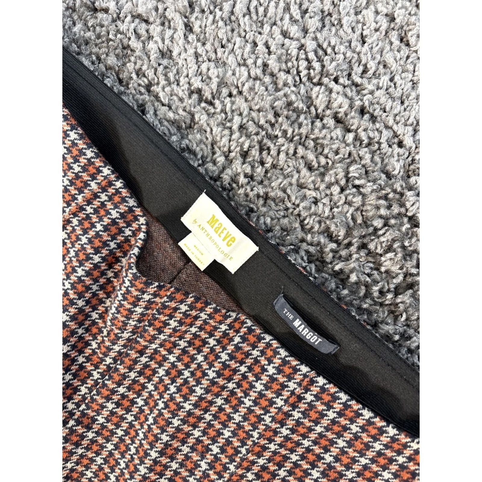 Vintage Maeve Pants Cropped Flared Houndstooth Orange Cotton Blend Flat Front Women M"} Size 32" / US 10 / IT 46 - 6 Thumbnail