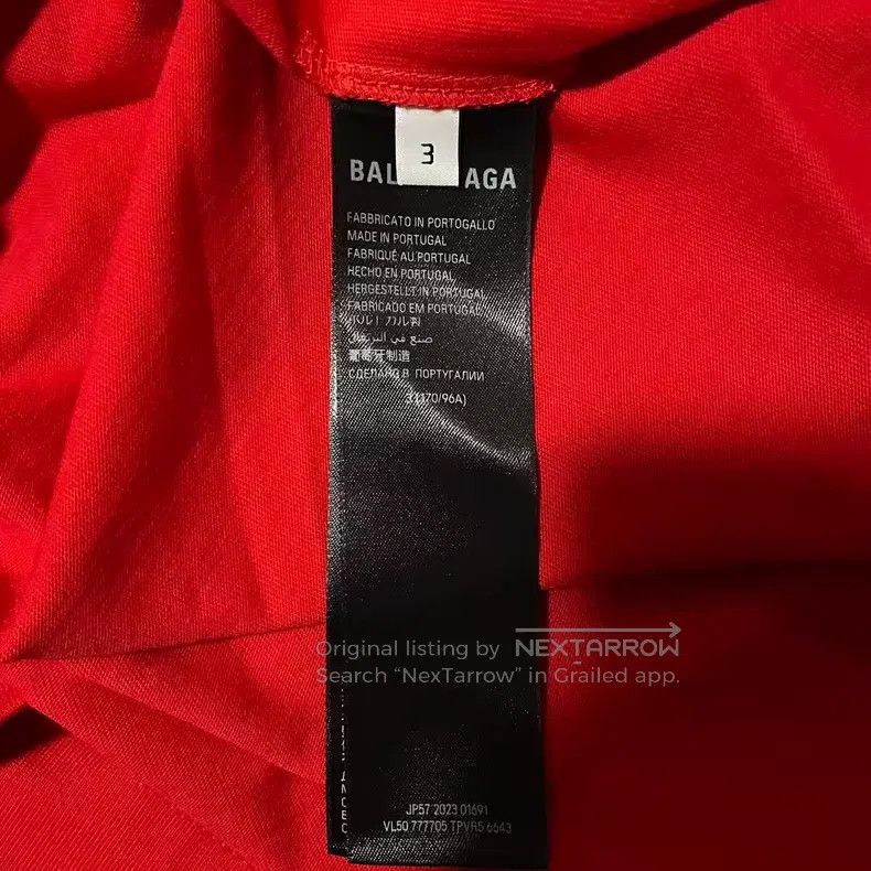 Balenciaga Balenciaga Embroidered Logo Letter Red Short Sleeve T-Shir Size US L / EU 52-54 / 3 - 4 Thumbnail