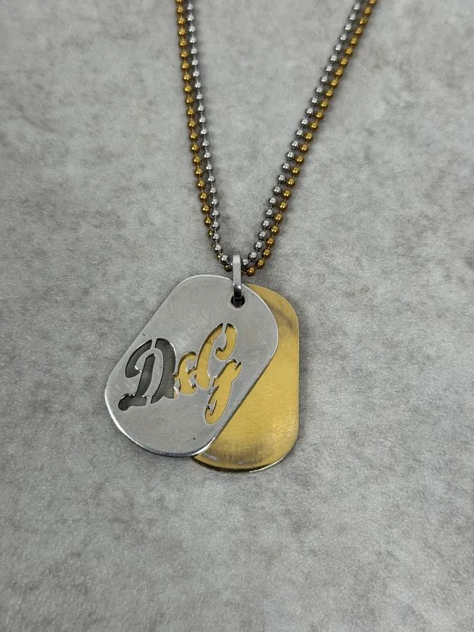 Dolce & Gabbana 2000s Dolce & Gabbana Golden & Silver Dog Tag Necklace Size ONE SIZE - 3 Thumbnail
