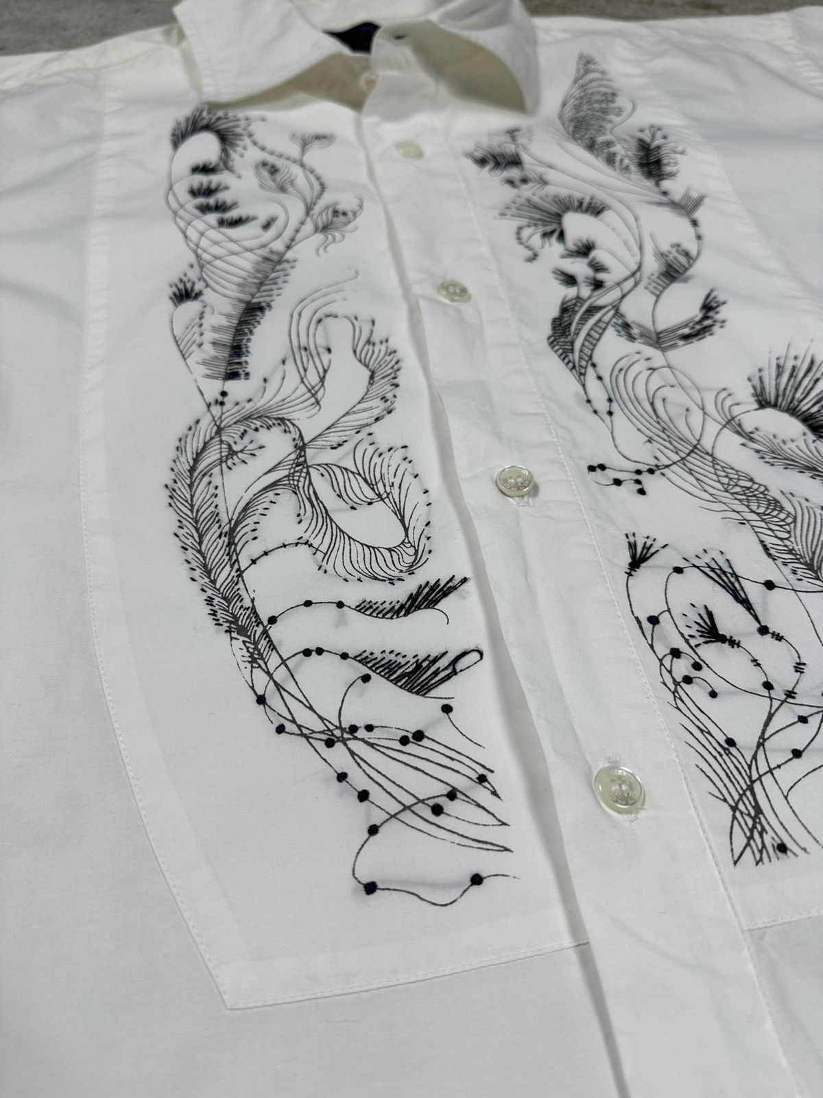 Etro Etro Milano Floral Embroidered Long Sleeve White Shirt Size US L / EU 52-54 / 3 - 7 Thumbnail
