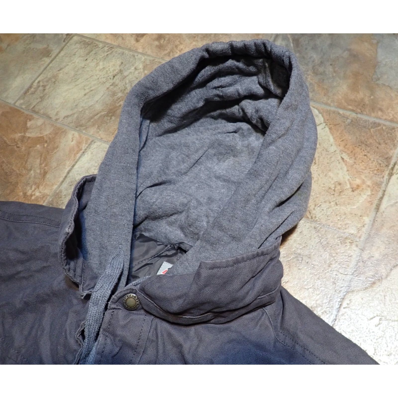 Dickies VINTAGE Dickies Quilted Lined Workwear Jacket Hooded Overshirt Heavy Duty Mens Jacket Large Gray 49 inches Classic Outdoor Retro Utility Jacket 5319 Size US L / EU 52-54 / 3 - 6 Thumbnail