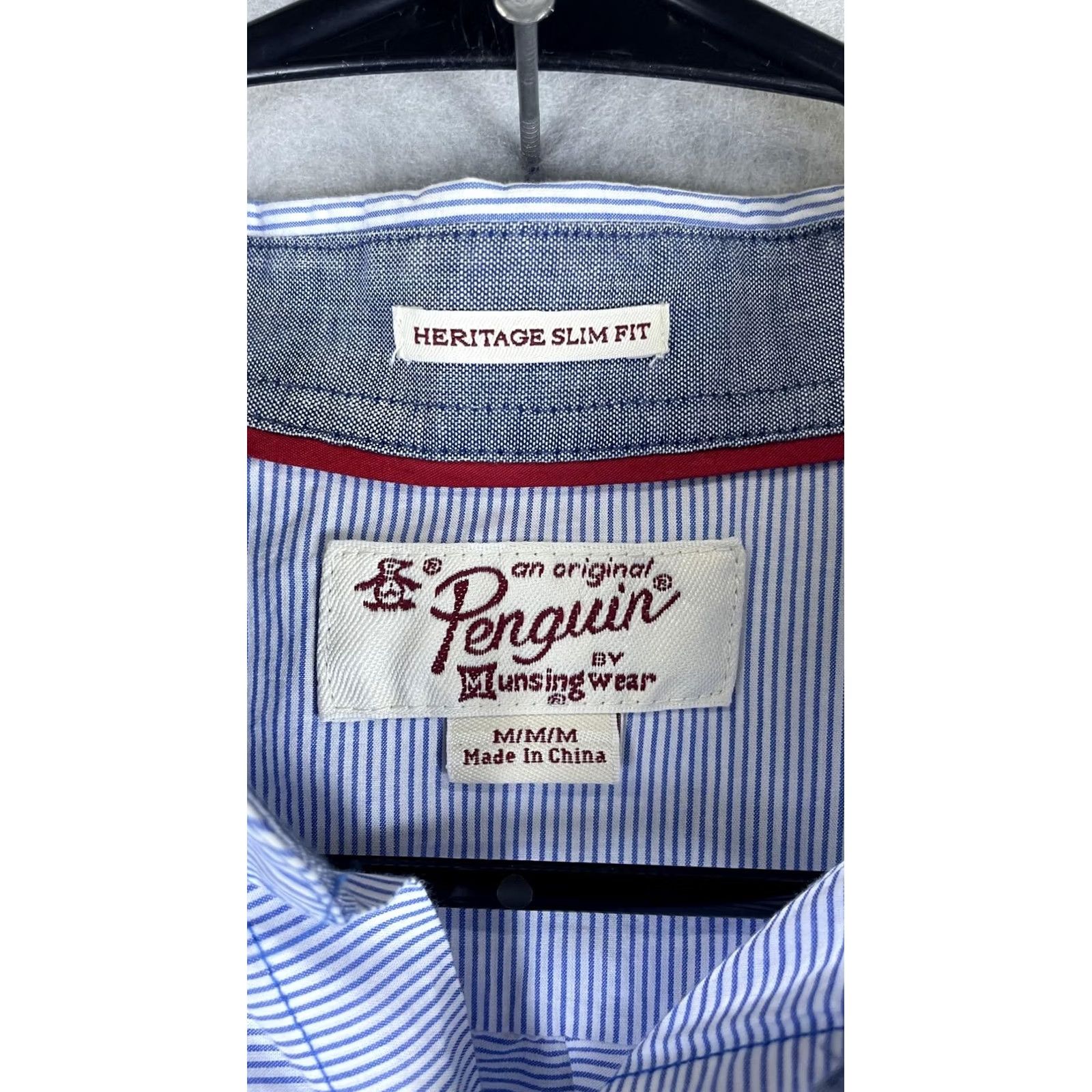 Original Penguin Original Penguin Shirt Mens Medium Blue Stripe Short Sleeve Button Front Casual Size US M / EU 48-50 / 2 - 3 Thumbnail