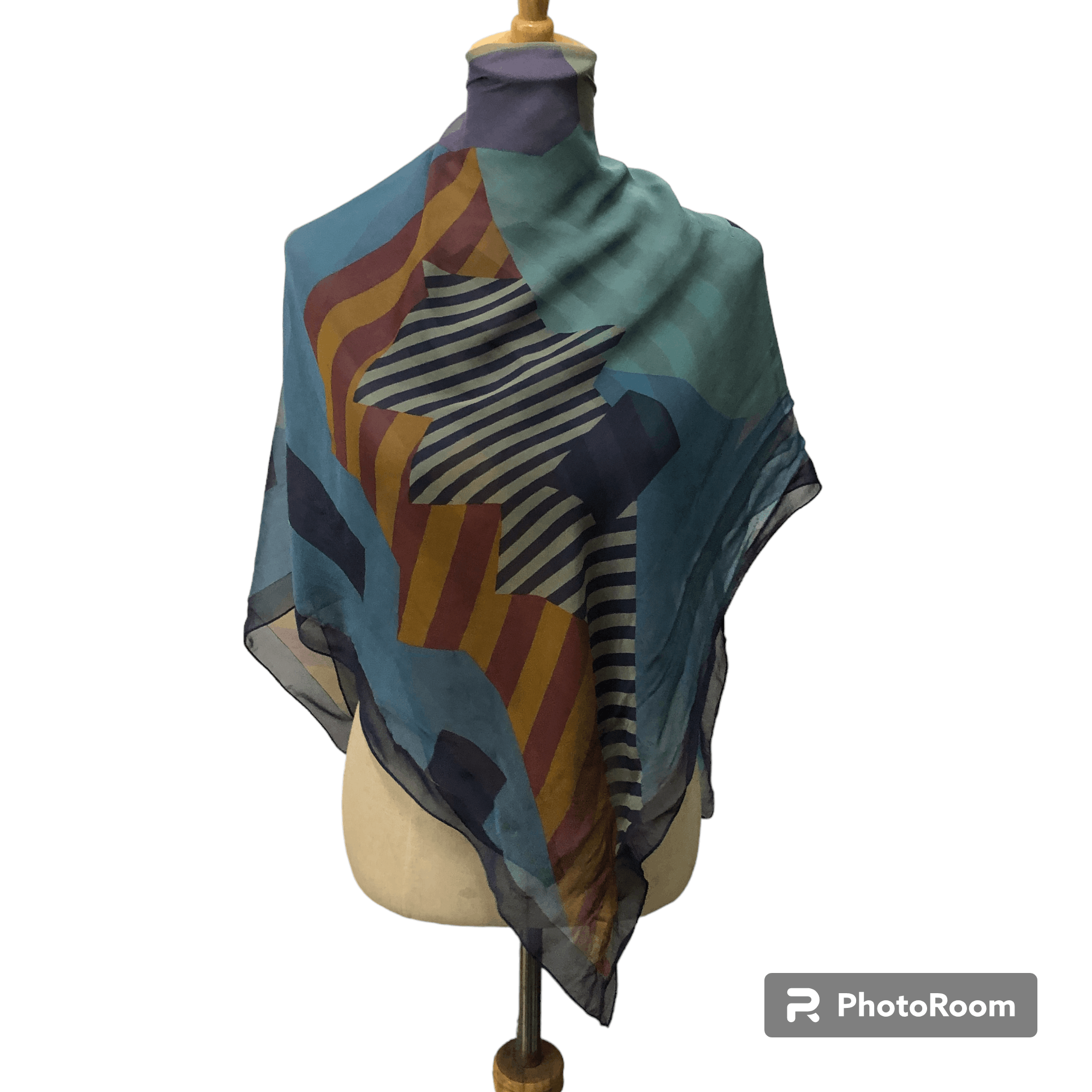 Hiroko Koshino Homme Hiroko Koshino Abstract Silk Scarf M1100 Size ONE SIZE - 1 Thumbnail