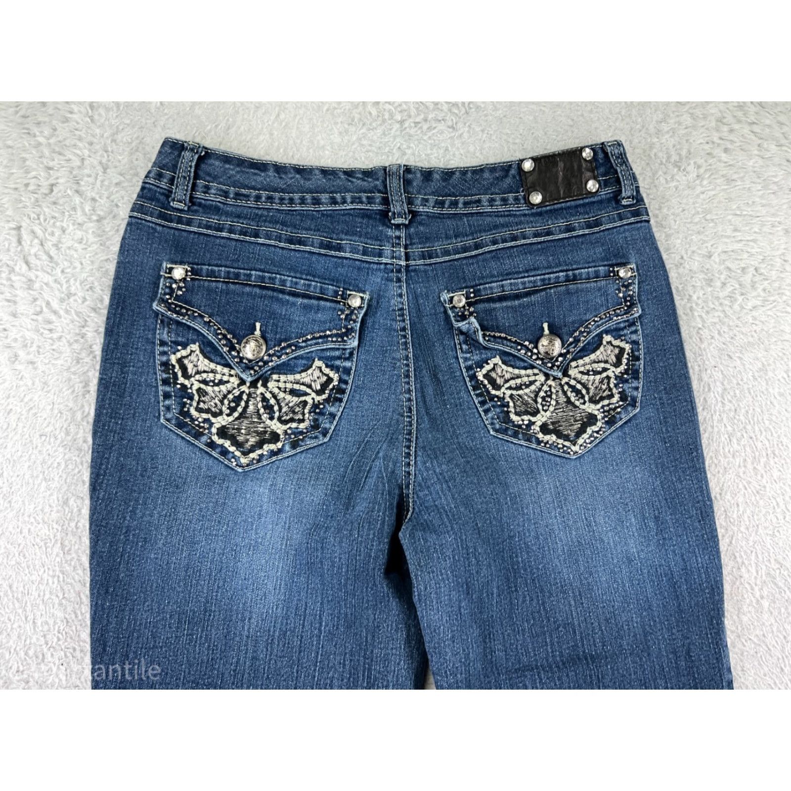 Vintage Style&Co Jeans Womens 8P Black Denim Bootcut Low Rise 26x27 Cotton Blend 27 Inseam 5-Pocket Womens Jeans Men? Size 30" / US 8 / IT 44 - 3 Thumbnail